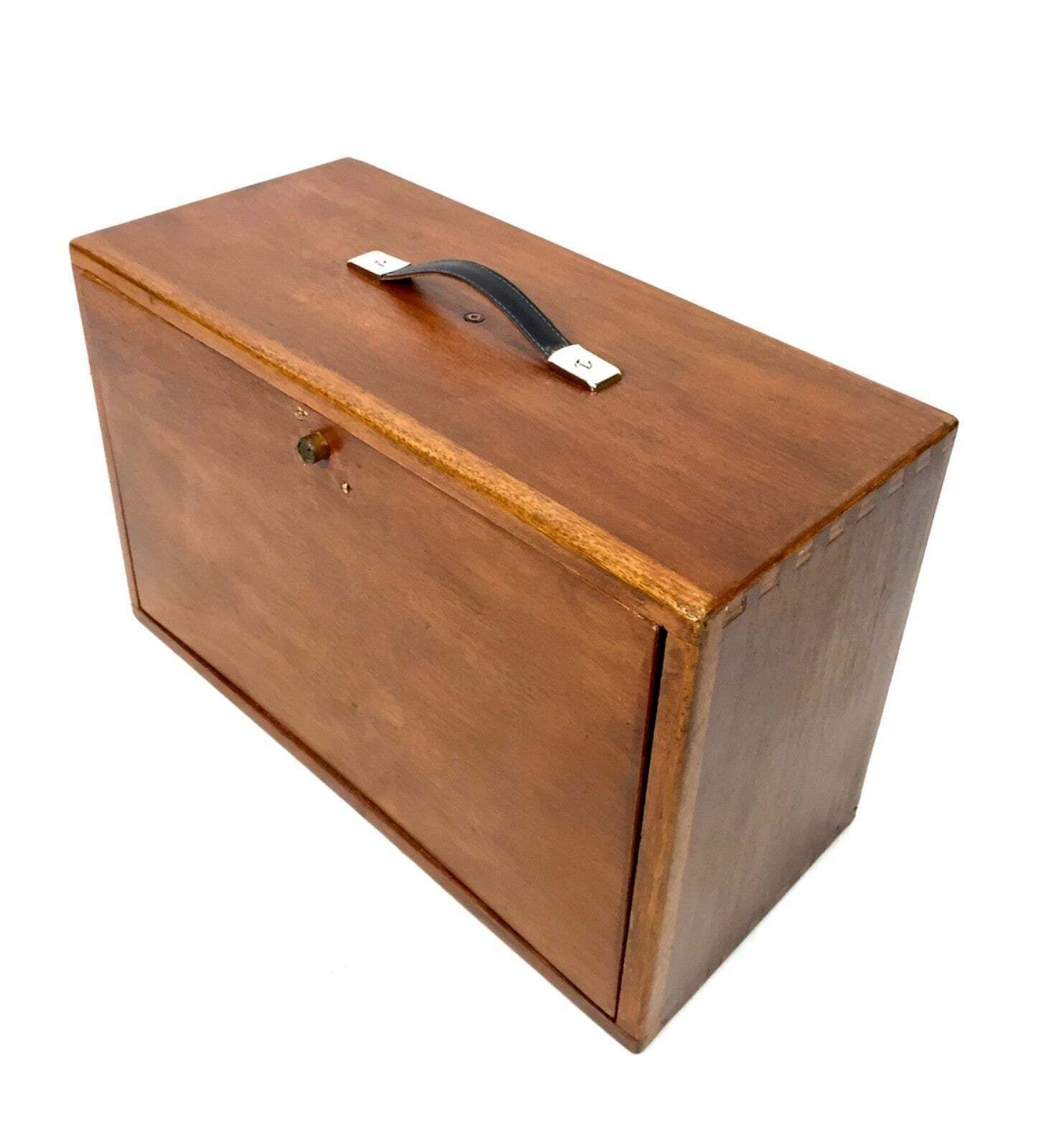 Antique Wooden Large Engineers Toolbox / Tool Box Collectors Cabinet C.1950 photo for sale