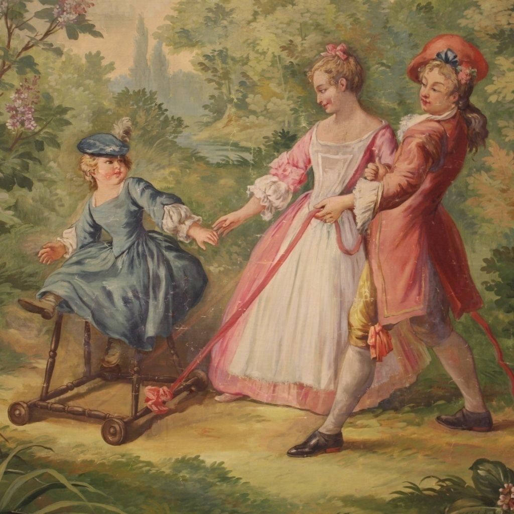 Italian Painting Romantic Scene From 20th Century photo for sale