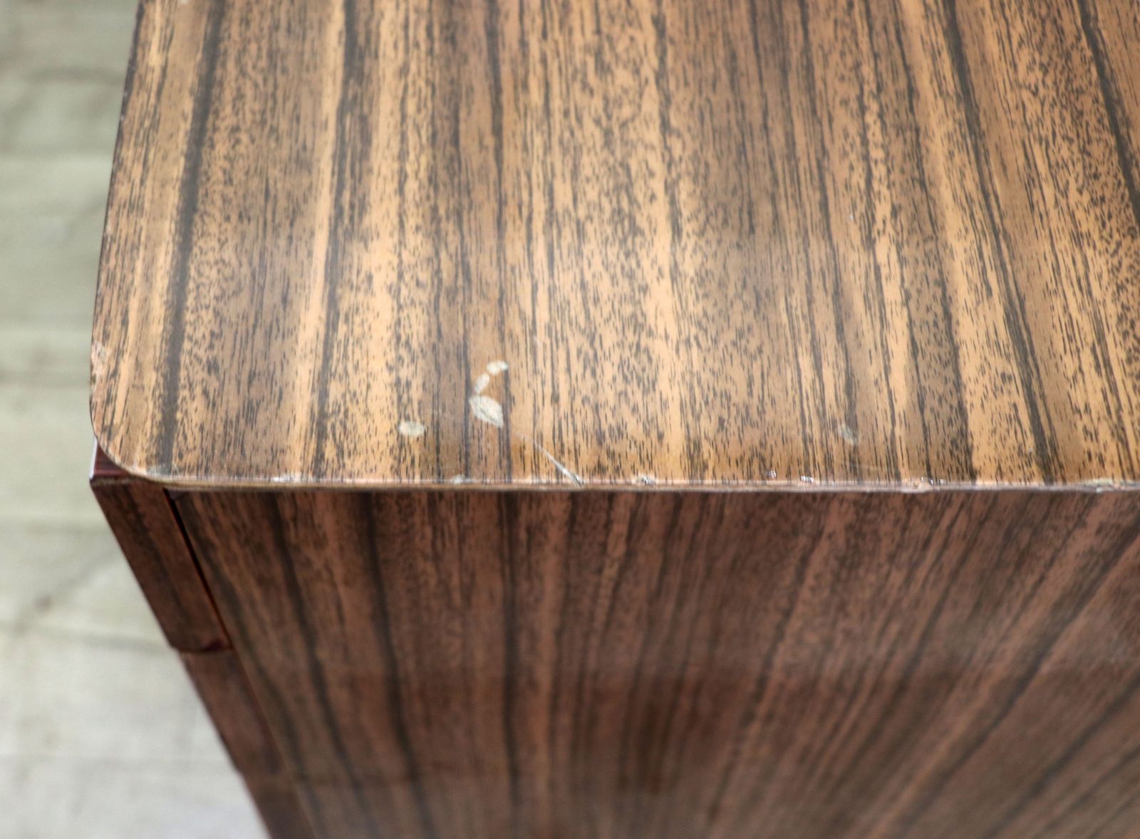 Furniture A Super Vintage Mid Century, Wide Chest Of Drawers With A Walnut Effect Melamine Finish. photo