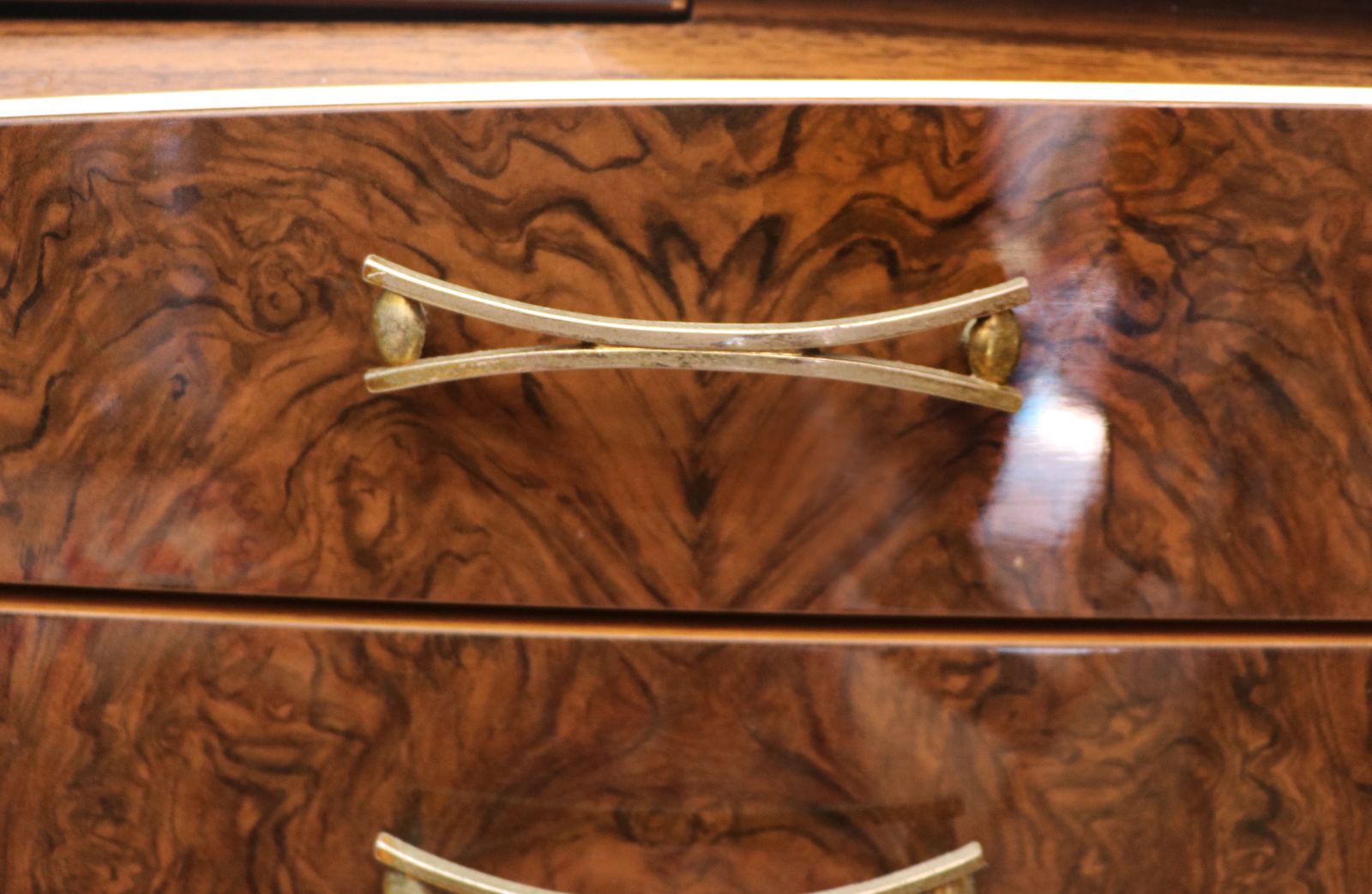 295.0 A Super Vintage Mid Century, Wide Chest Of Drawers With A Walnut Effect Melamine Finish. photo