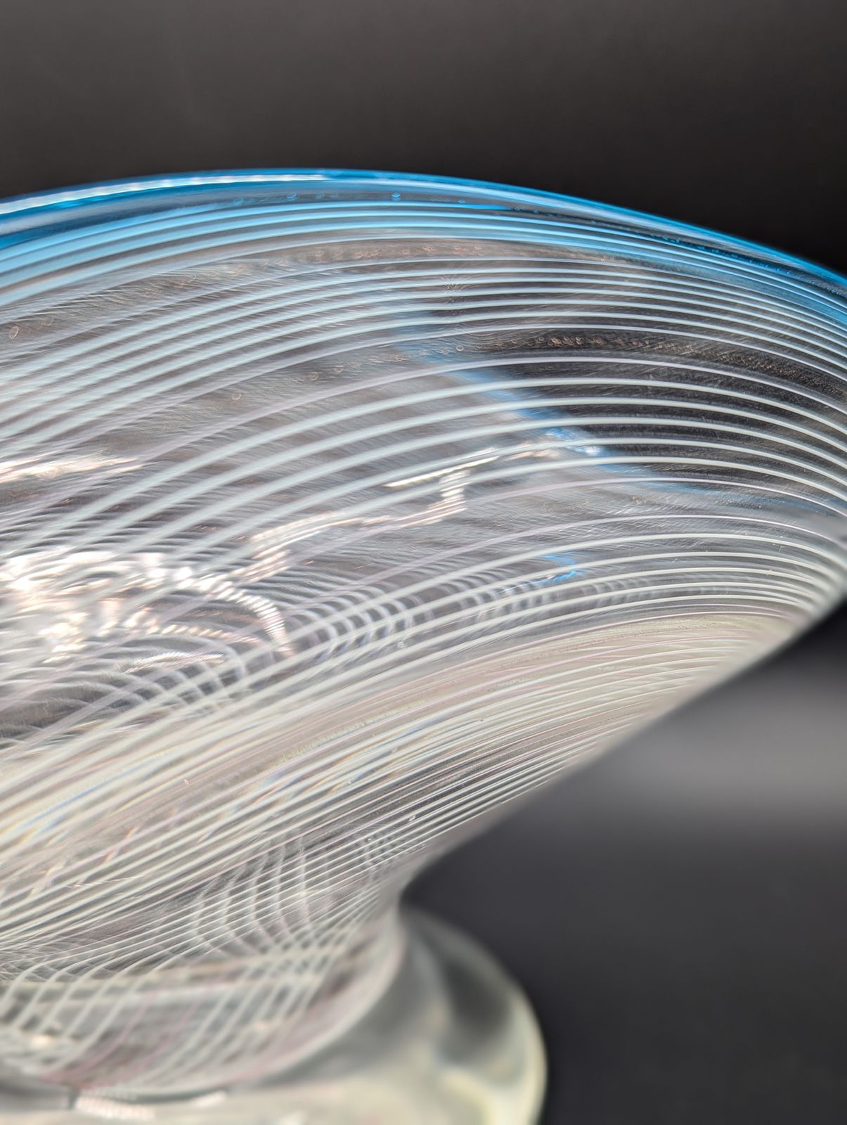 Murano Aventurine Glass Pedestal Bowl With Turquoise Rim, Italy C.1950s–60s photo Home Decor