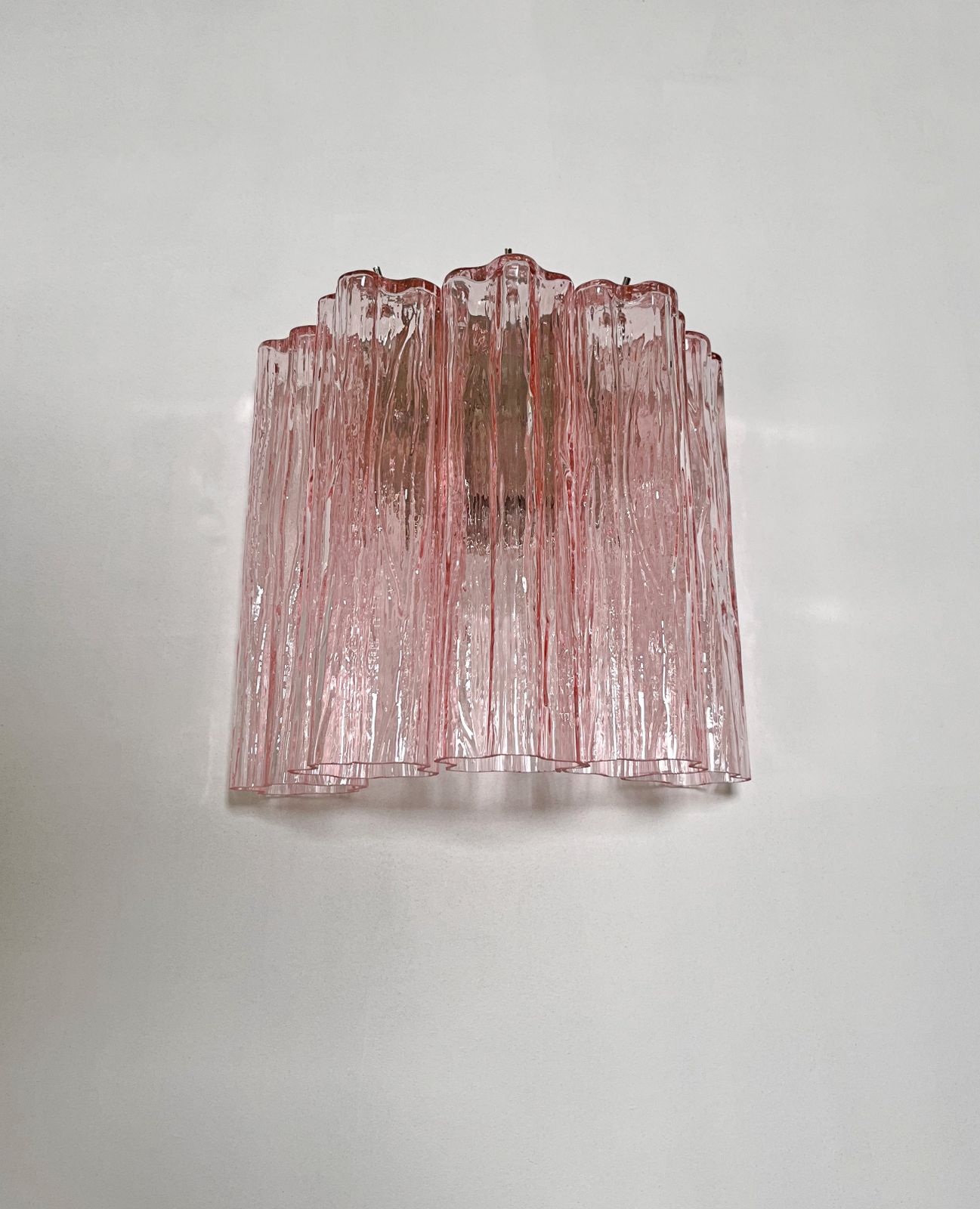 Fantastic Pair Of Murano Glass Tube Wall Sconces   5 Pink Glass Tube photo buy