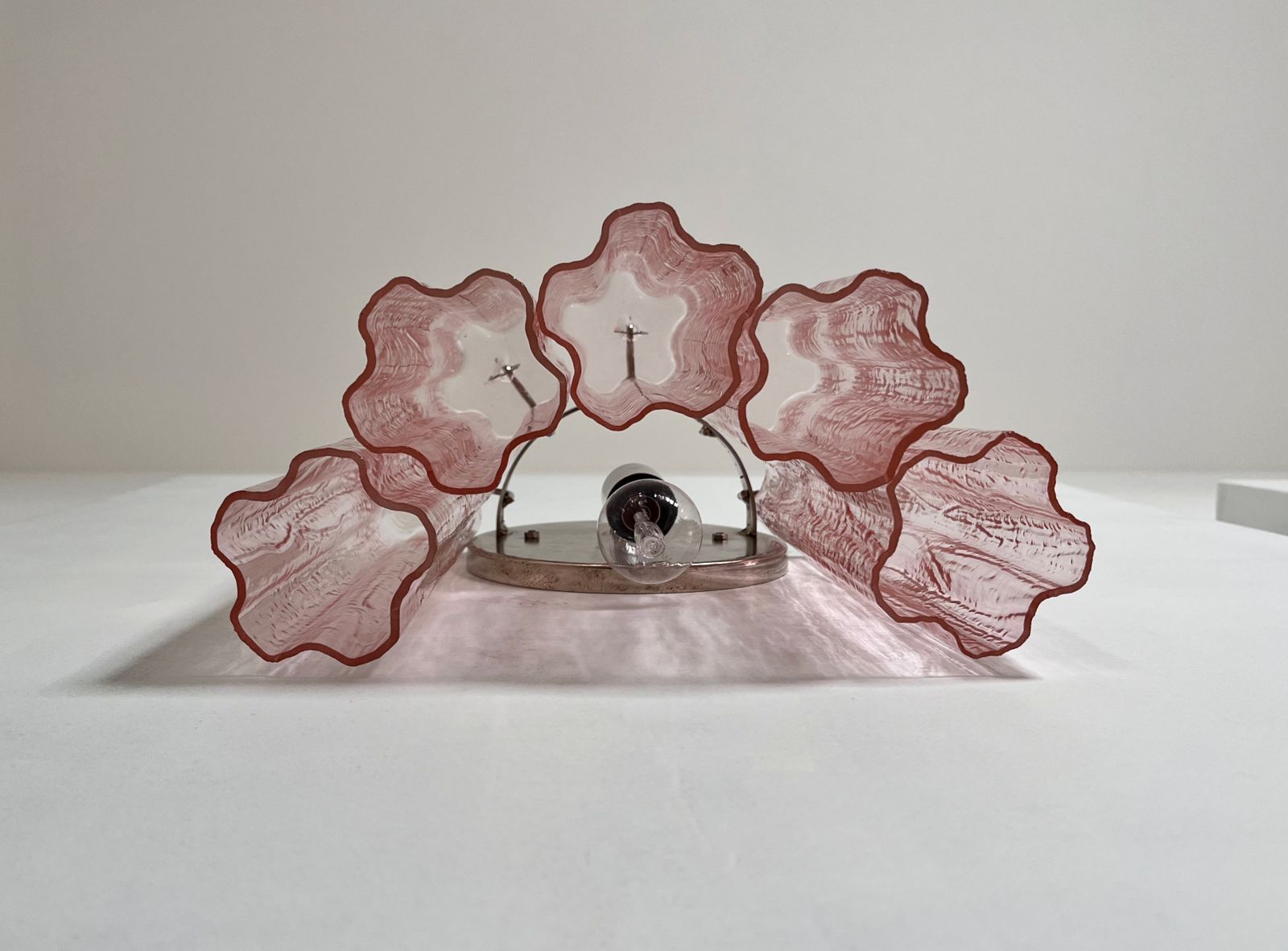 photo furniture Fantastic Pair Of Murano Glass Tube Wall Sconces   5 Pink Glass Tube