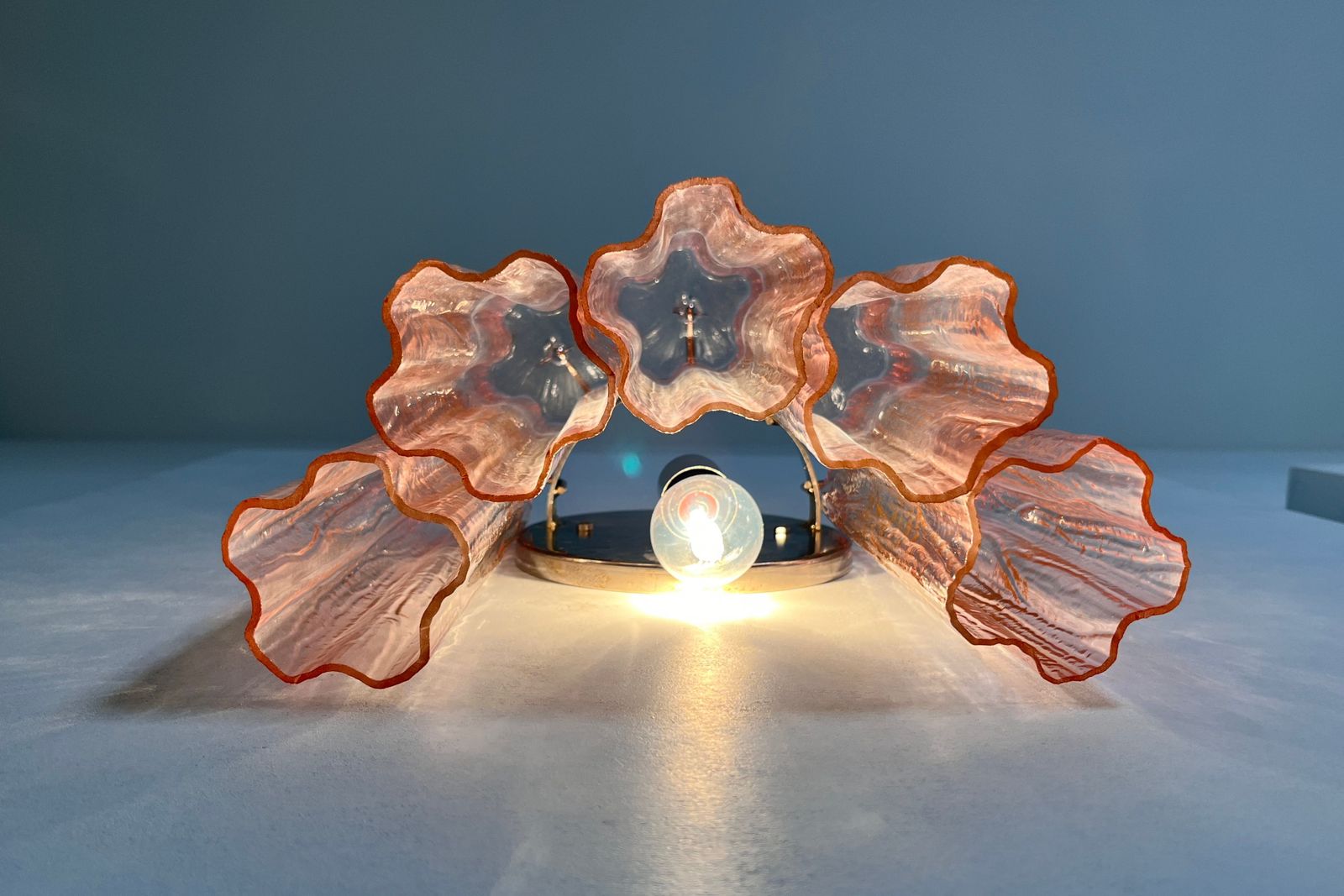 photo buy Fantastic Pair Of Murano Glass Tube Wall Sconces   5 Pink Glass Tube