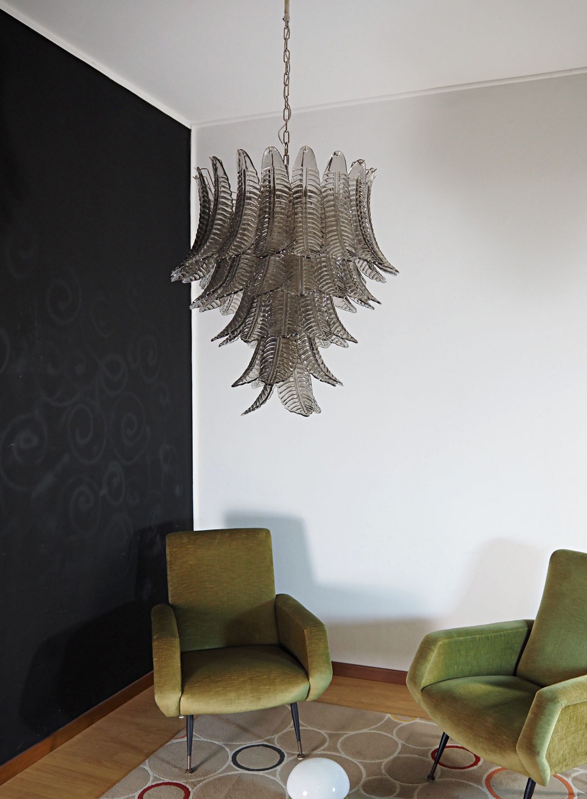 Huge Italian Murano Six Tier Smoked Felci Glass Chandelier photo furniture