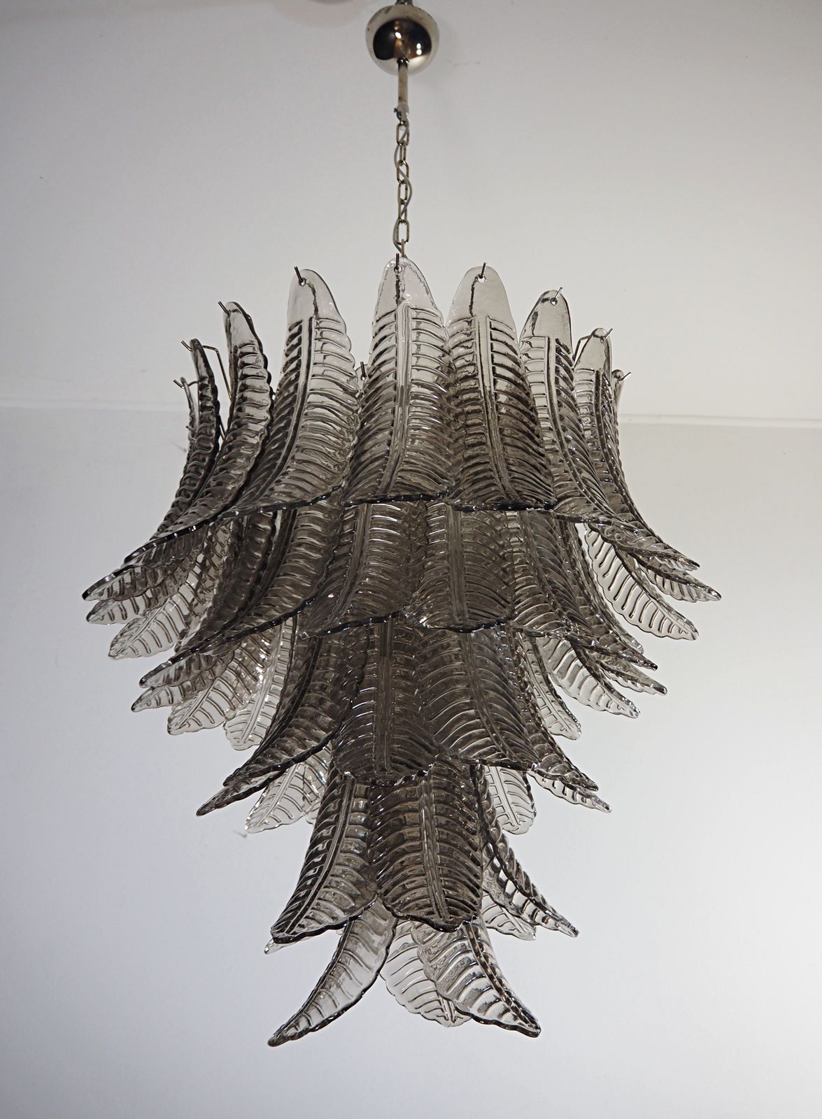 Huge Italian Murano Six Tier Smoked Felci Glass Chandelier photo buy