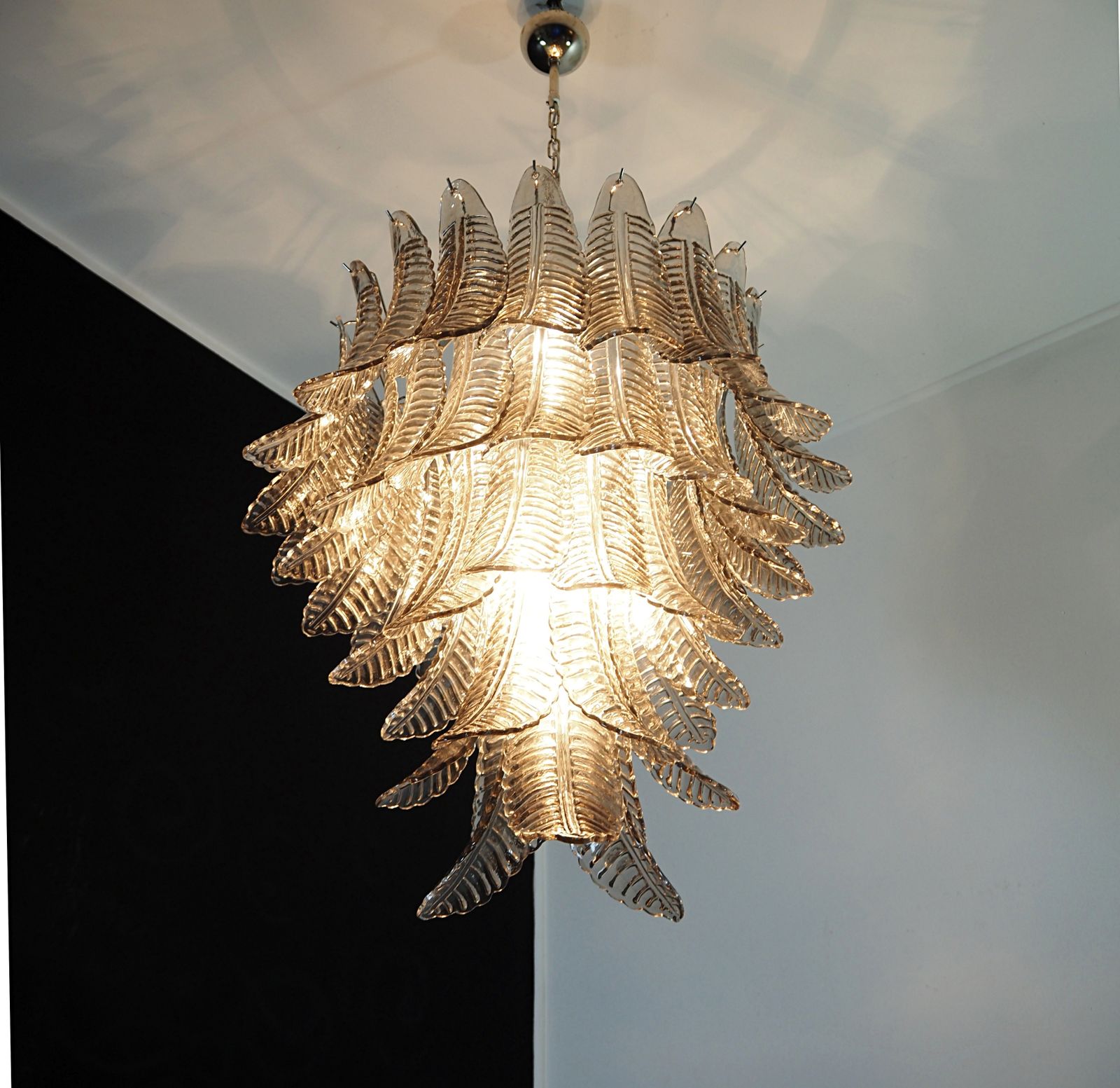 photo for sale Huge Italian Murano Six Tier Smoked Felci Glass Chandelier