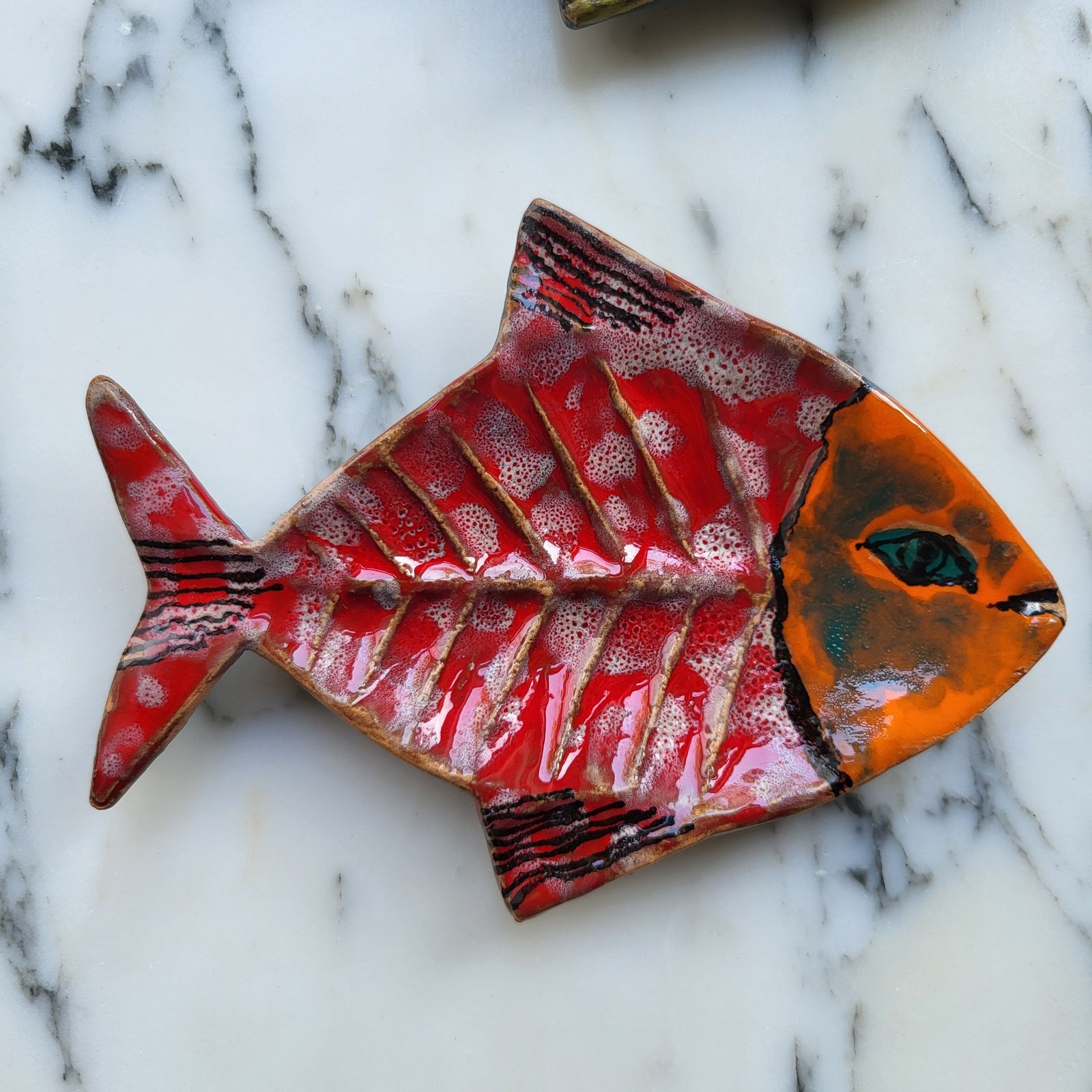 Trio Of Hand Painted Mid Century Ceramic Fish Dishes, San Marino, 1960s photo furniture