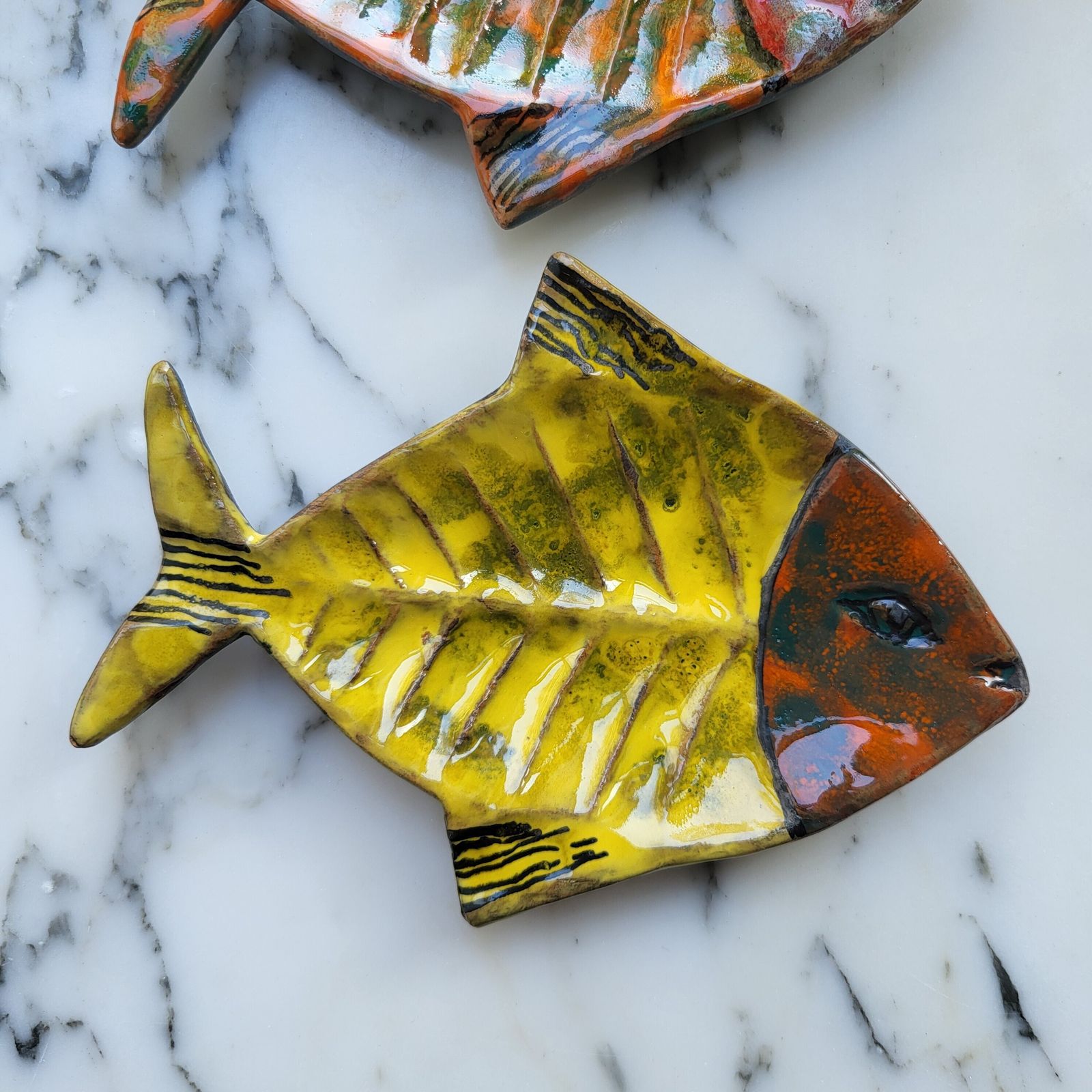 Trio Of Hand Painted Mid Century Ceramic Fish Dishes, San Marino, 1960s photo 275.0