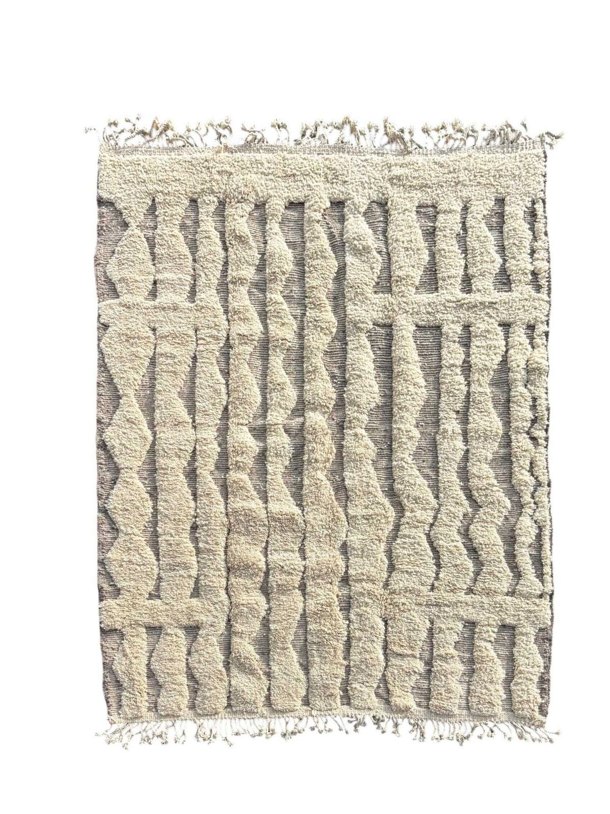 Modern Moroccan Rug Handmade Wool – Shaggy Berber Area Rug 220x300 Cm, Contemporary Boho Living Room Decor photo furniture