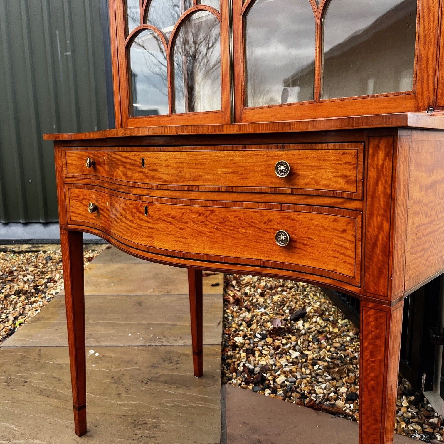 A Beautiful Sheraton Revival Satinwood Display Cabinet. photo furniture