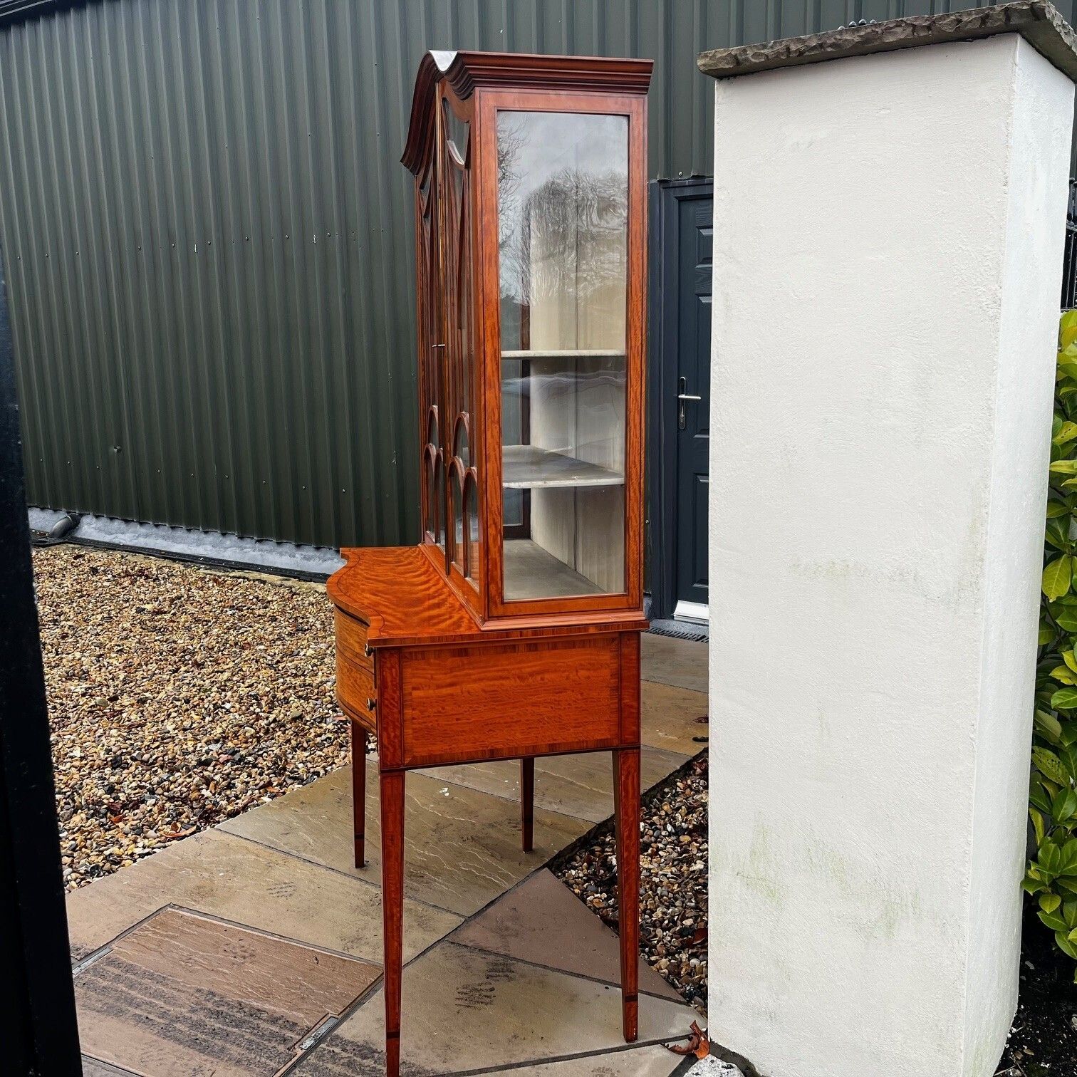 A Beautiful Sheraton Revival Satinwood Display Cabinet. photo vintage