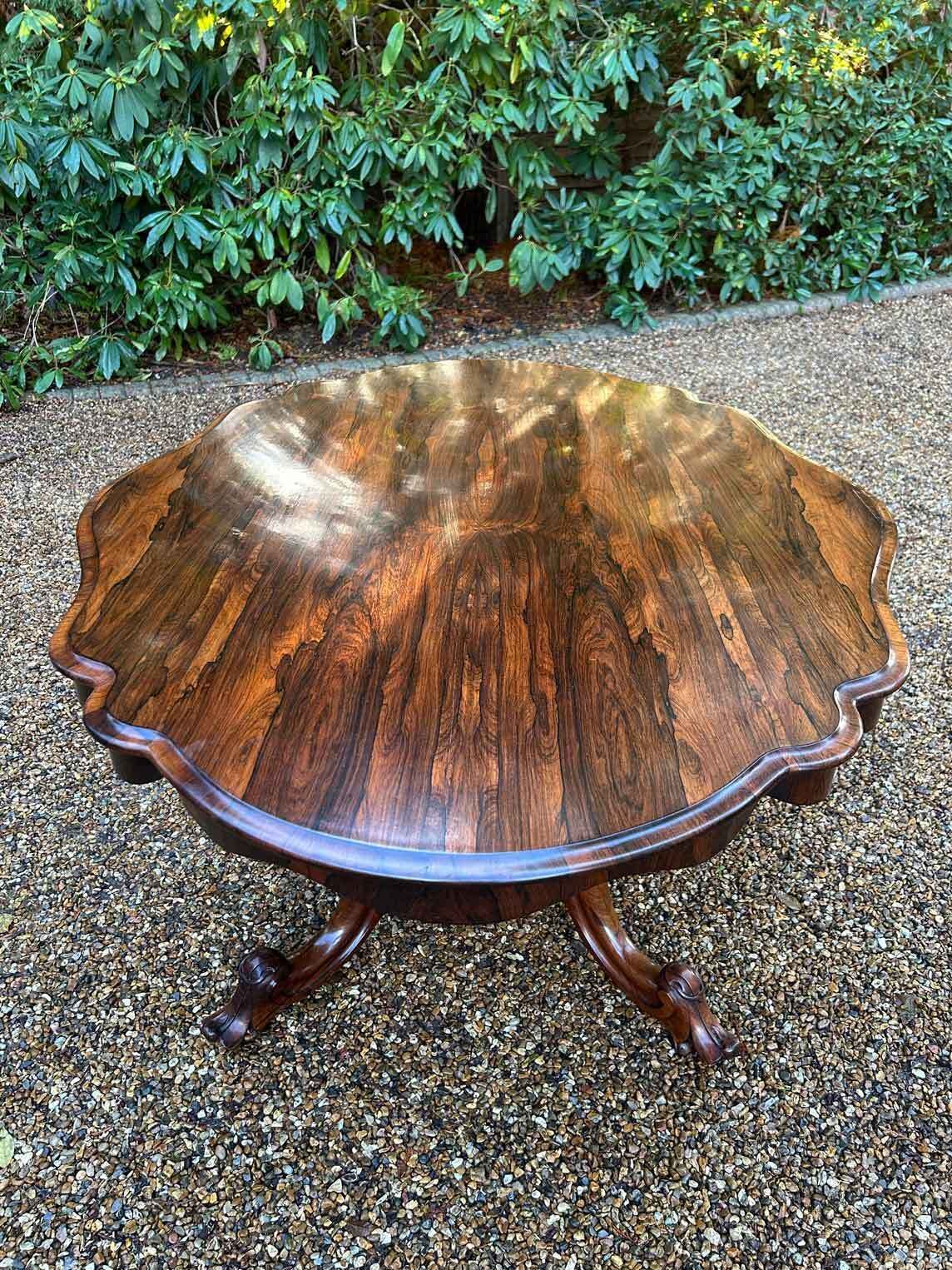 William IV Rosewood Tilt Top Oval Serpentine Dining Table photo Furniture