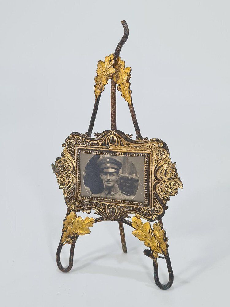 Antique Standing Photo Frame In Gilded Metal, 1890s photo for sale