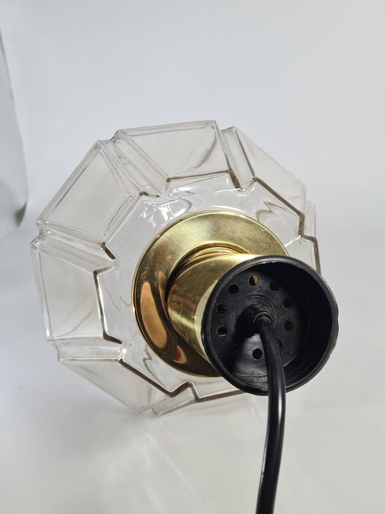Mid Century Modern Pendant Lamp In Faceted Glass From Glashütte Limburg, 1960s photo buy