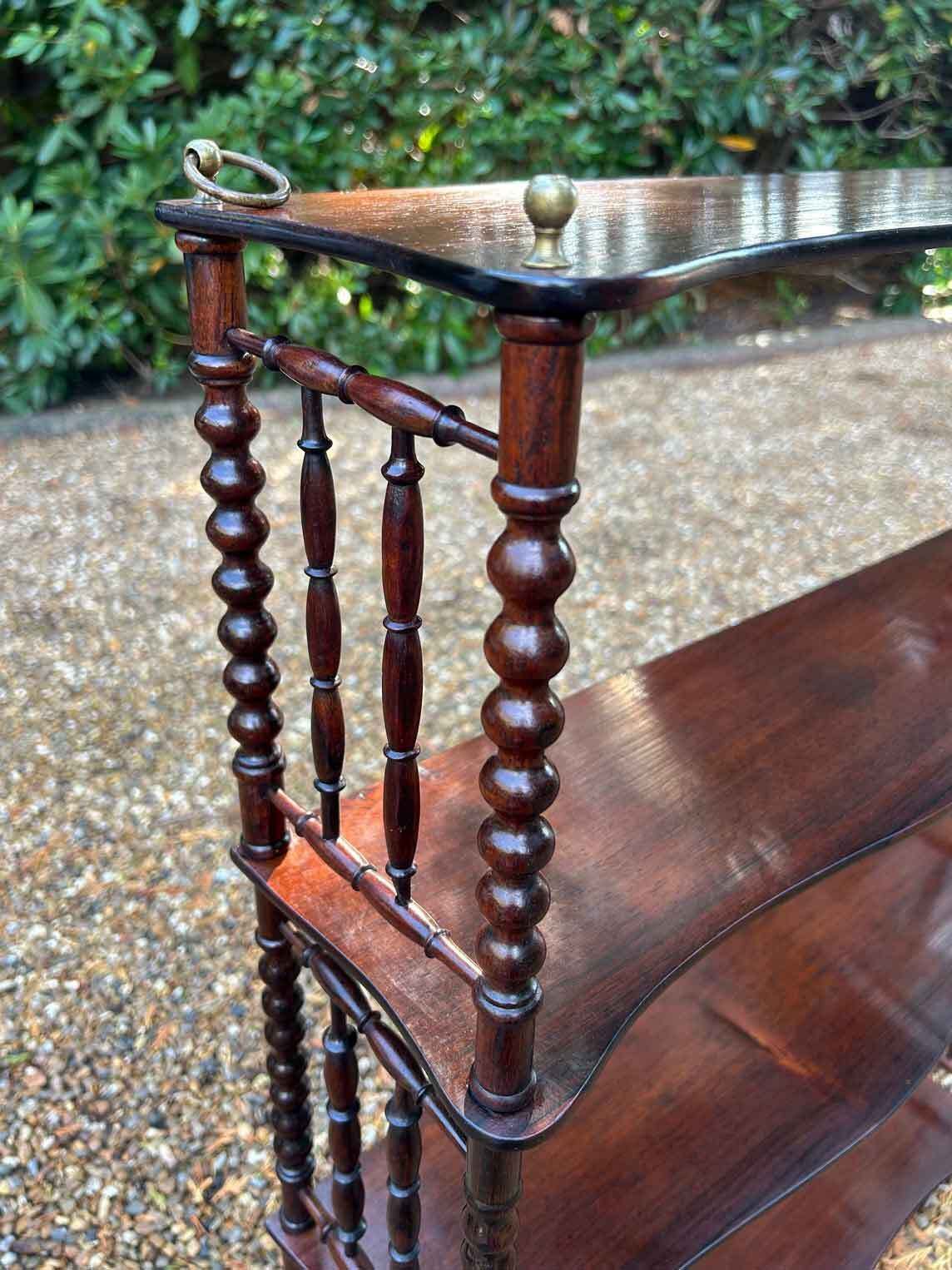 19th Century Victorian Rosewood Hanging Three Tier Book Shelf photo vinterior