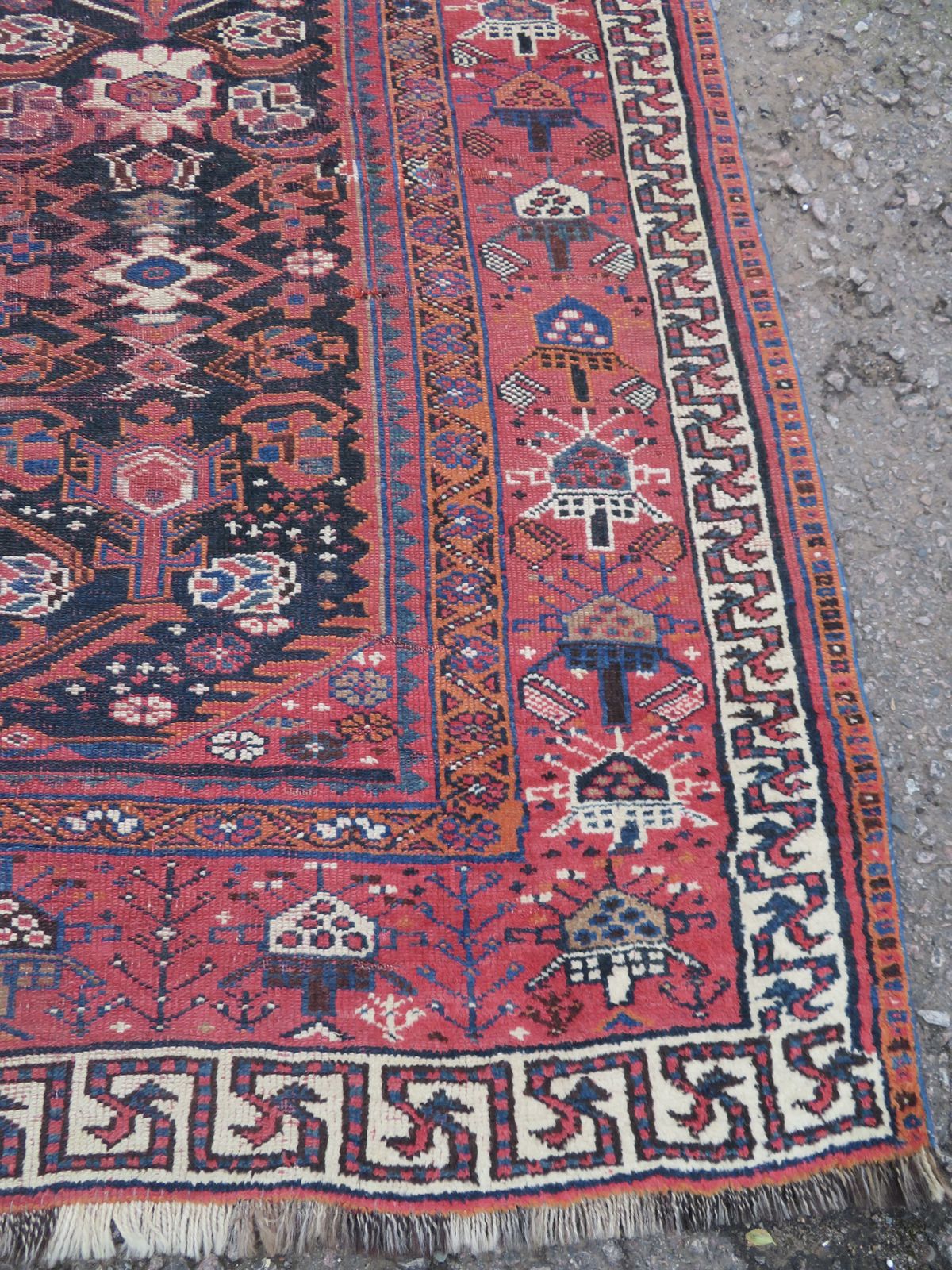 Textiles Rare Antique Bakhtiari Tribal Village Carpet. 300cm X 169cm. photo