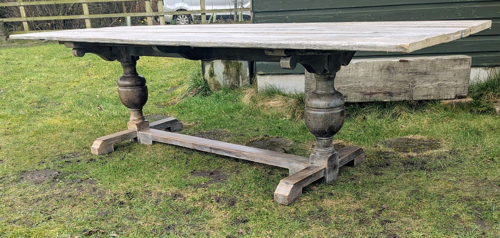 Vintage Extra Large Pine Refectory Table,  Shaped Legs Delivery Available 0009. photo furniture