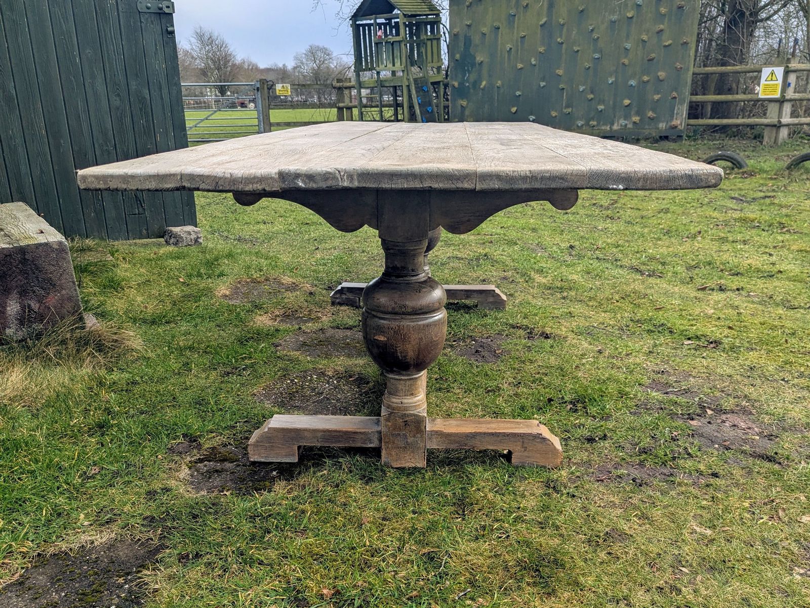 2495.0 Vintage Extra Large Pine Refectory Table,  Shaped Legs Delivery Available 0009. photo