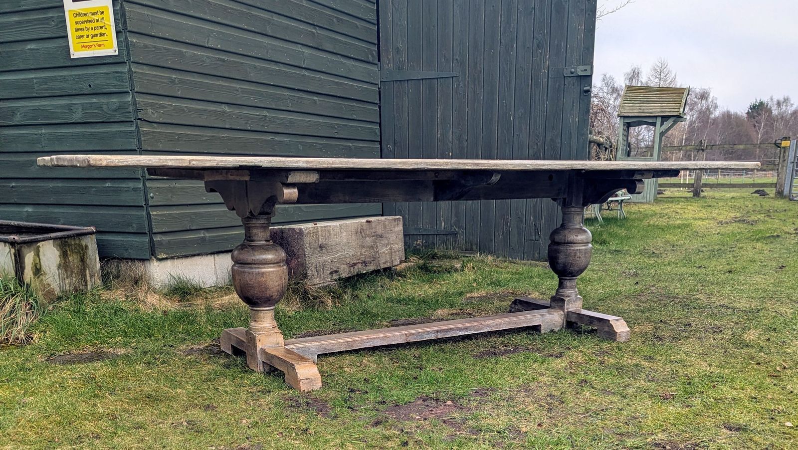 photo vintage Vintage Extra Large Pine Refectory Table,  Shaped Legs Delivery Available 0009.