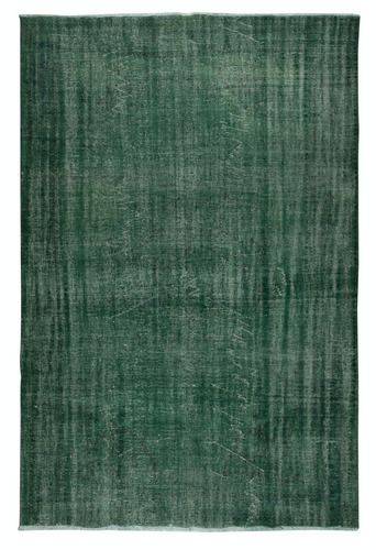 231x348 Cm Contemporary Handmade Turkish Area Rug In Solid Dark Green Color