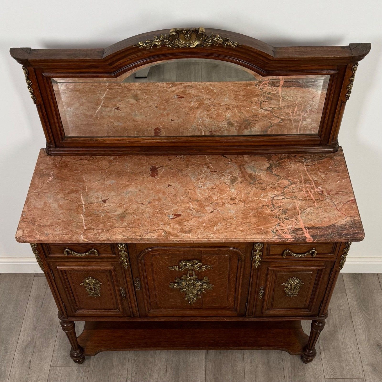Furniture Antique 19th Century French Pair Of Marble Top Cabinets photo