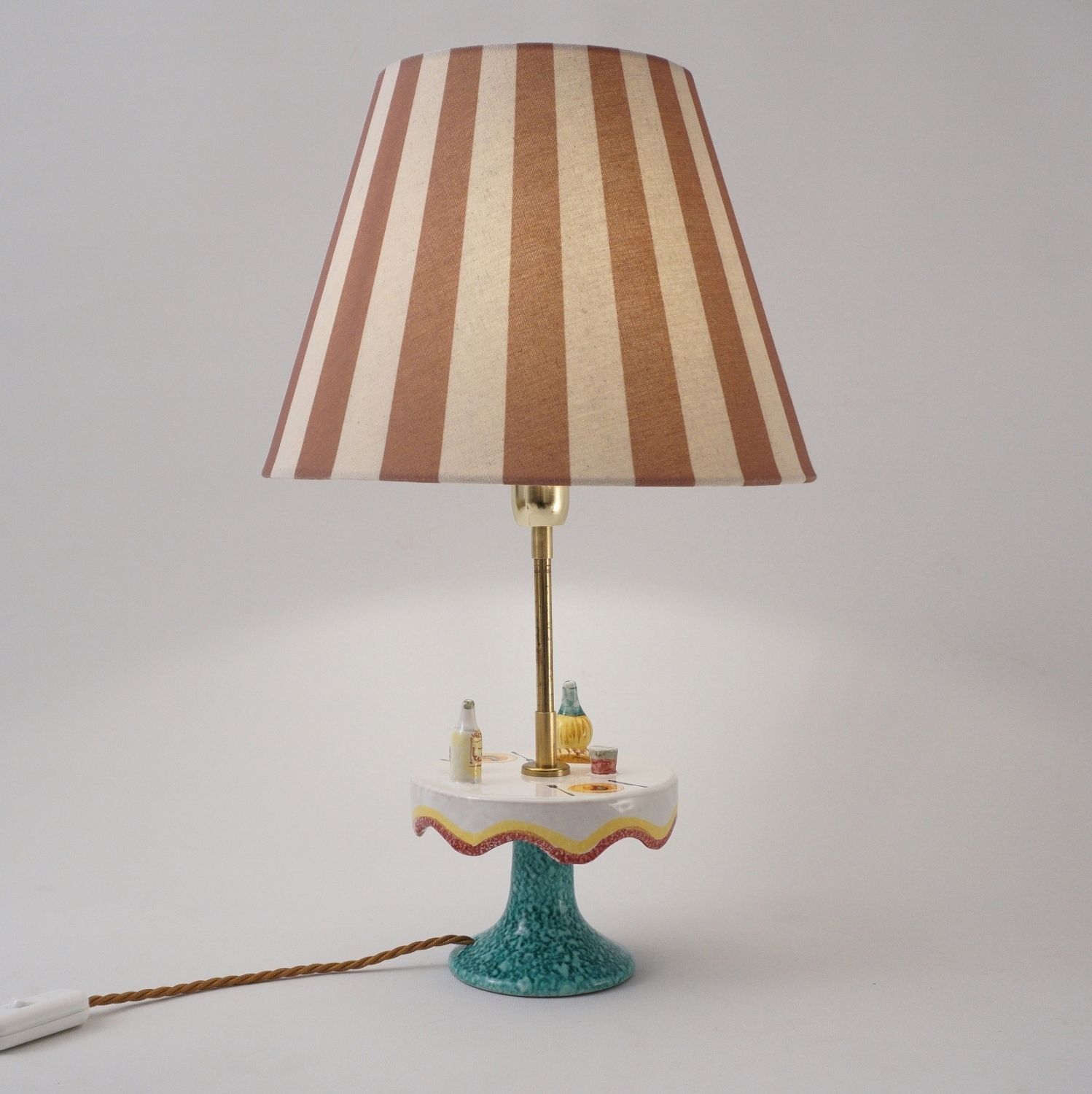 Vintage Mid Century Florentine Ceramic Table Lamp By Maf (Manifattura Artistica Fiorentina), 1950`s Ca, Italian   Rewired photo buy