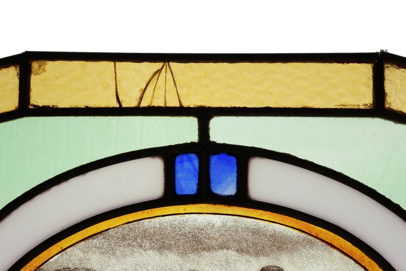 Art Deco Stained Glass Panel Depicting Runners In Motion, Belgium, 1910s photo Art