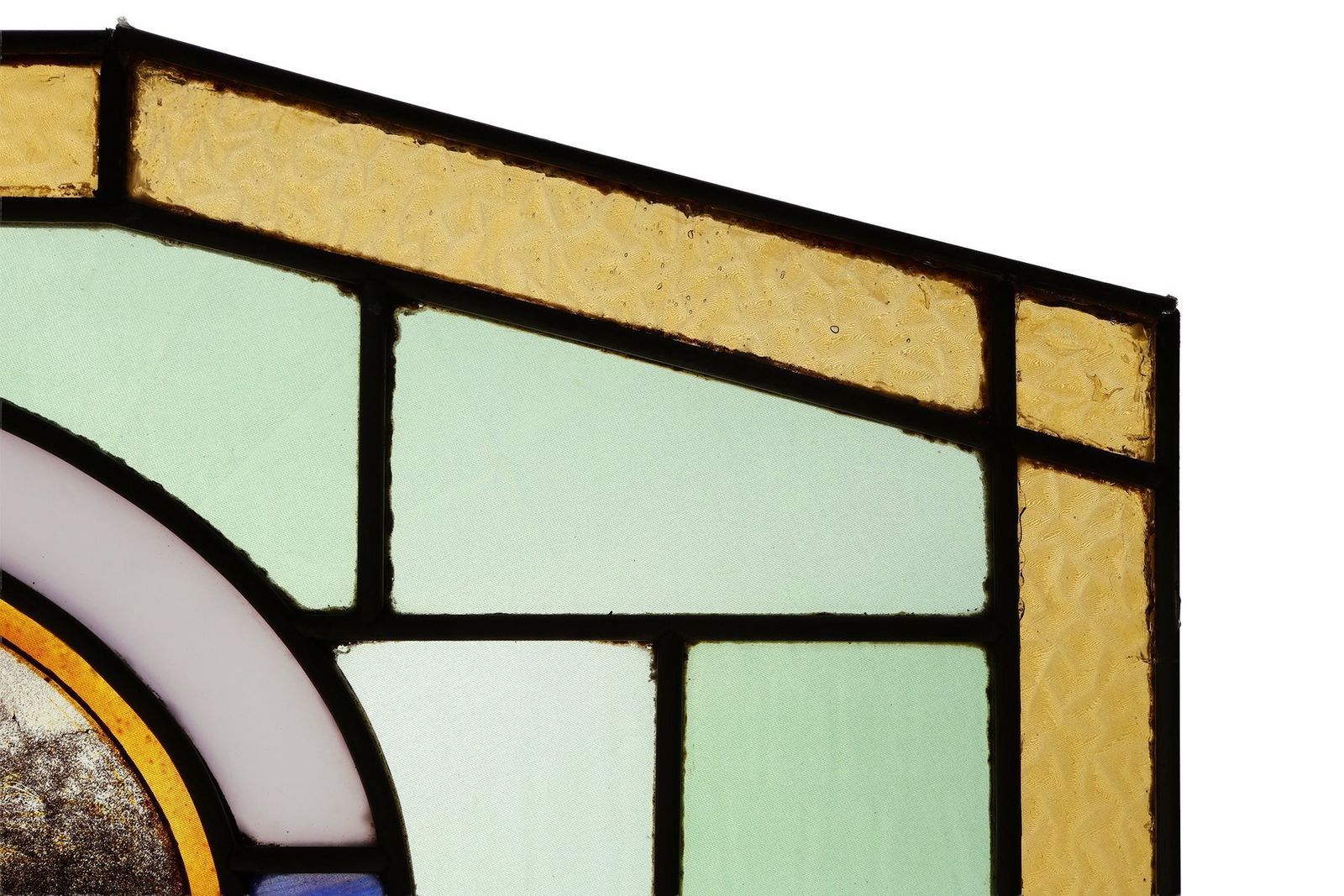 Art Deco Stained Glass Panel Depicting Runners In Motion, Belgium, 1910s photo 3105.0