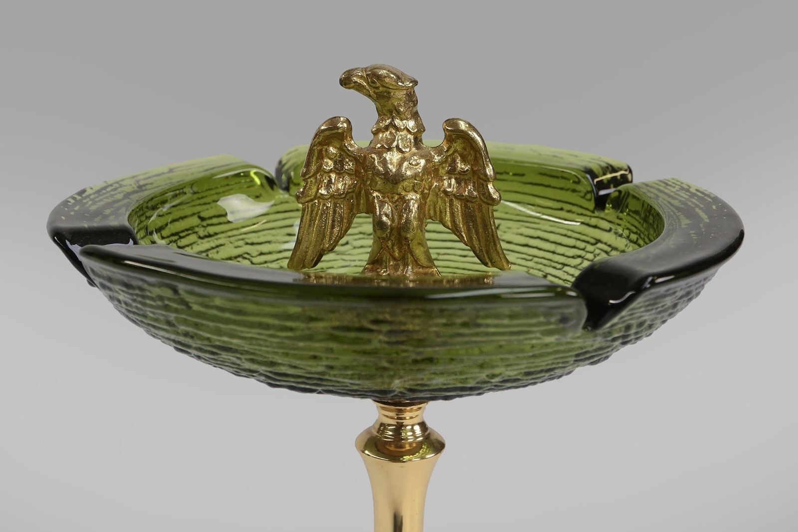 Sculptural Green Glass And Metal Ashtray With Fish And Eagle Motifs, Belgium, 1970s photo Home Decor