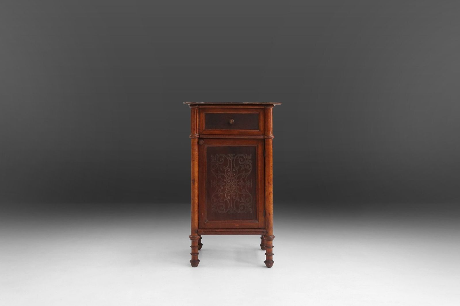 Art Deco Sculptural Nightstand In Dark Stained Wood, Belgium, 1930s photo 672.0