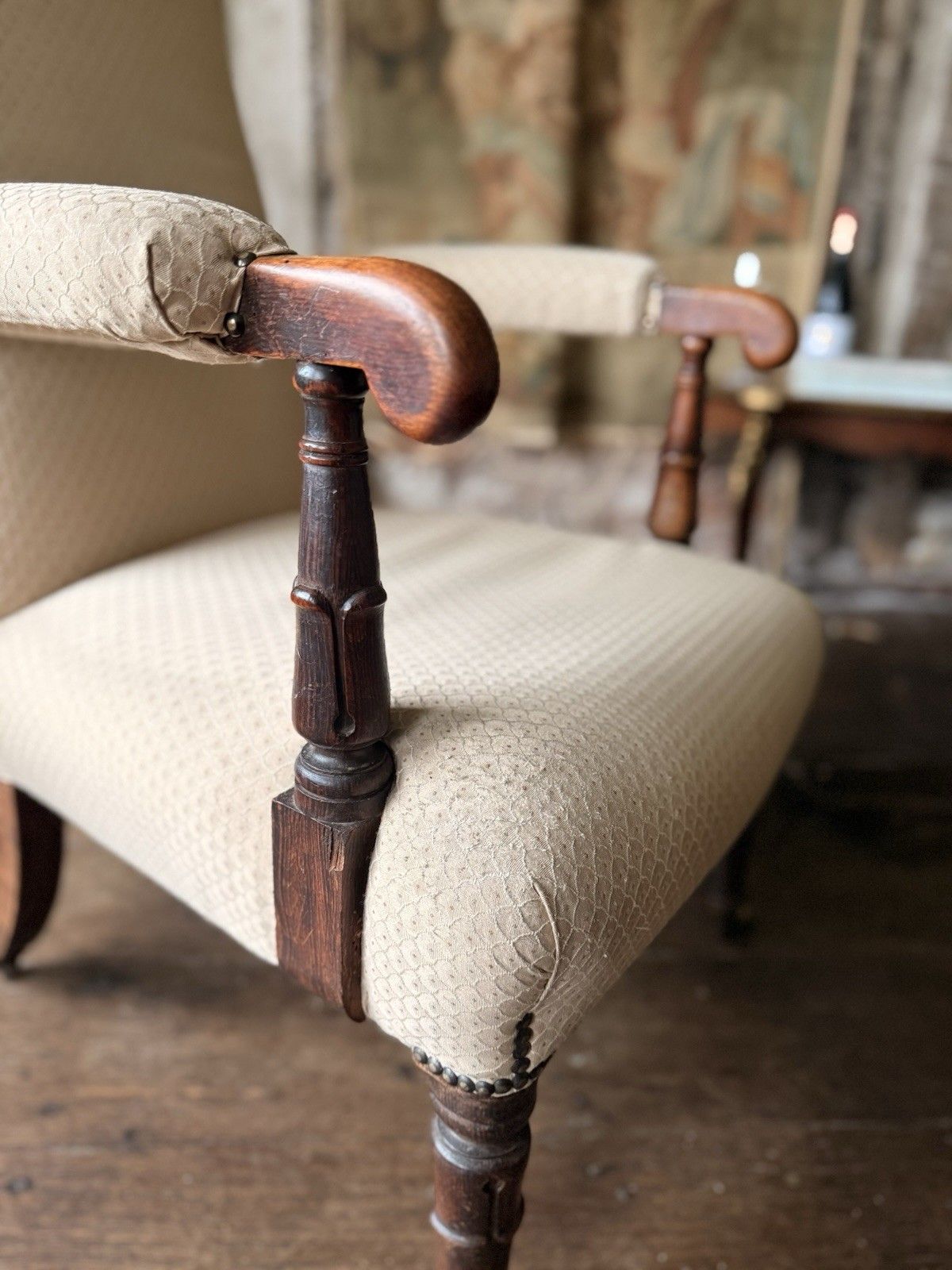 Furniture Antique William IV Rosewood Preux Deux Fireplace Libarary Reading Armchair Chair photo