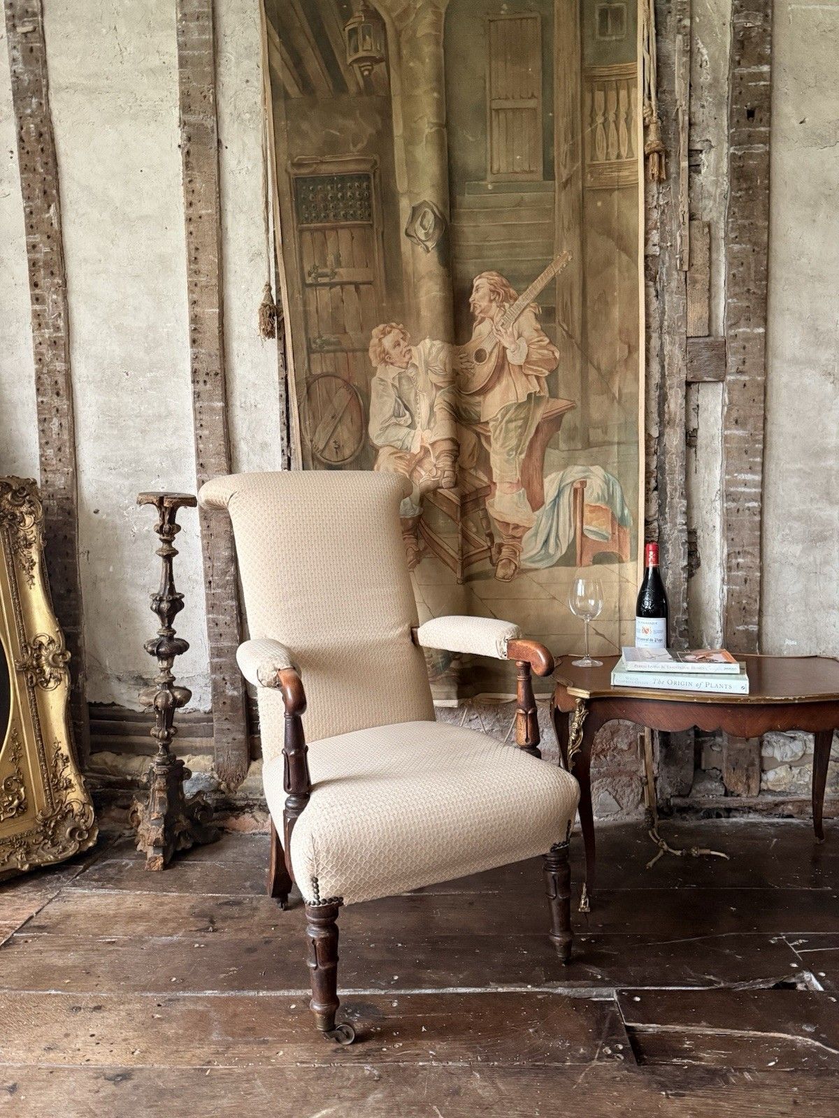 photo vinterior Antique William IV Rosewood Preux Deux Fireplace Libarary Reading Armchair Chair