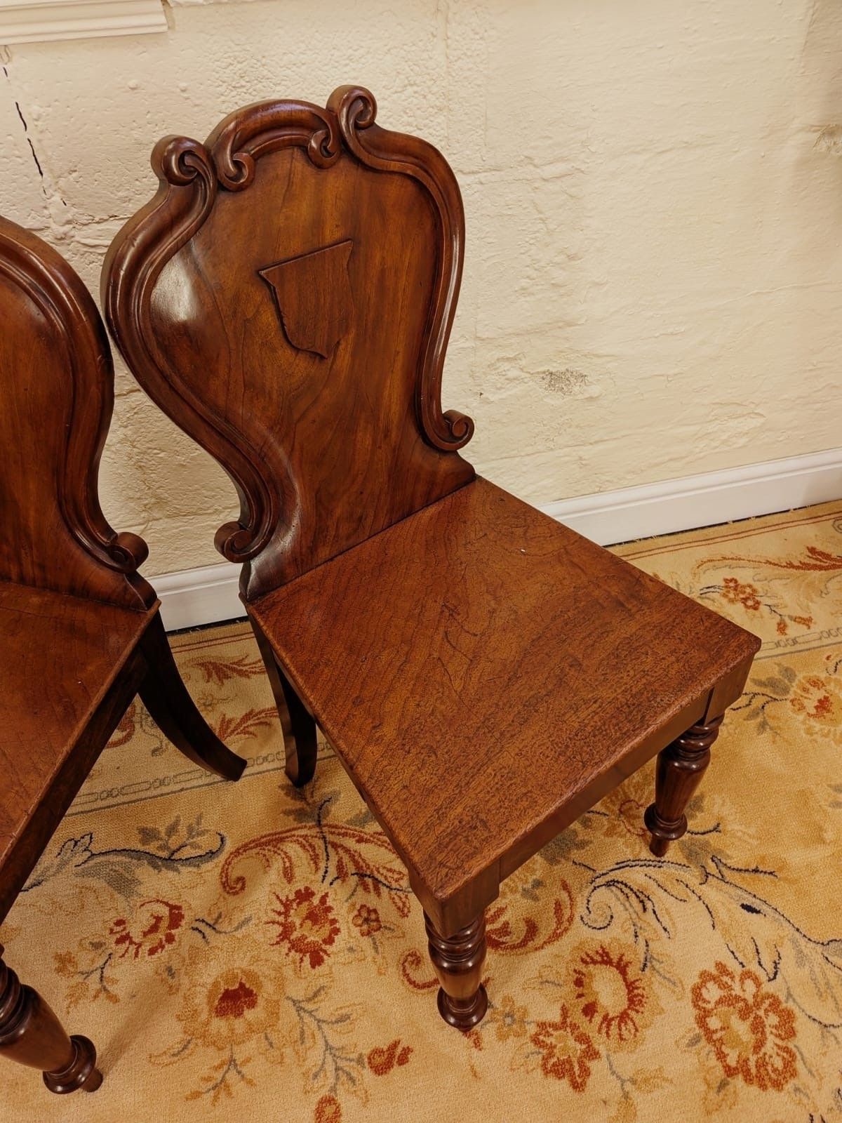 Pair Of Victorian Mahogany Shielded Back Hall Chairs photo 220.0