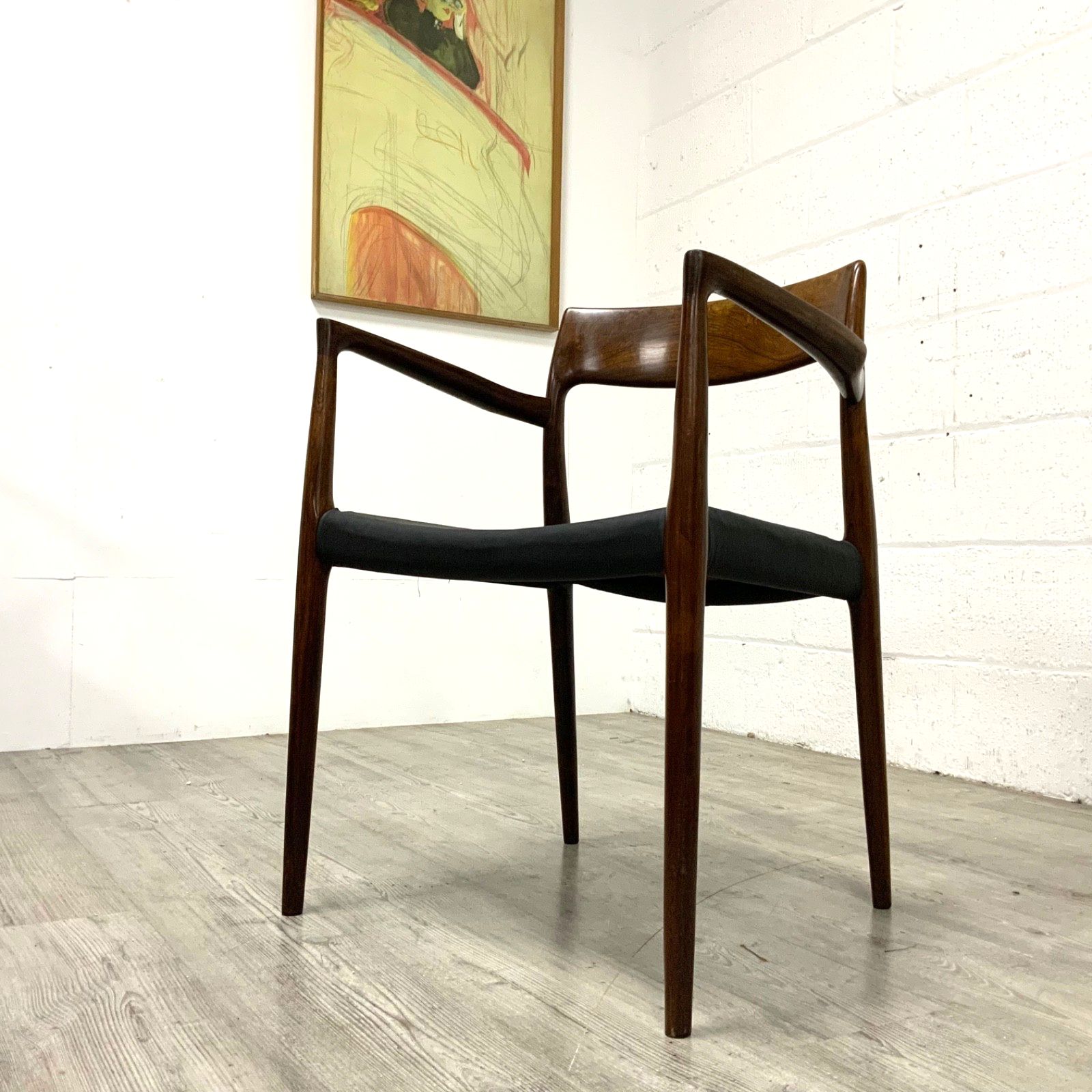 Neil’s Otto Moller Danish Rosewood Model 57 Office Library Chair   Black Leather
