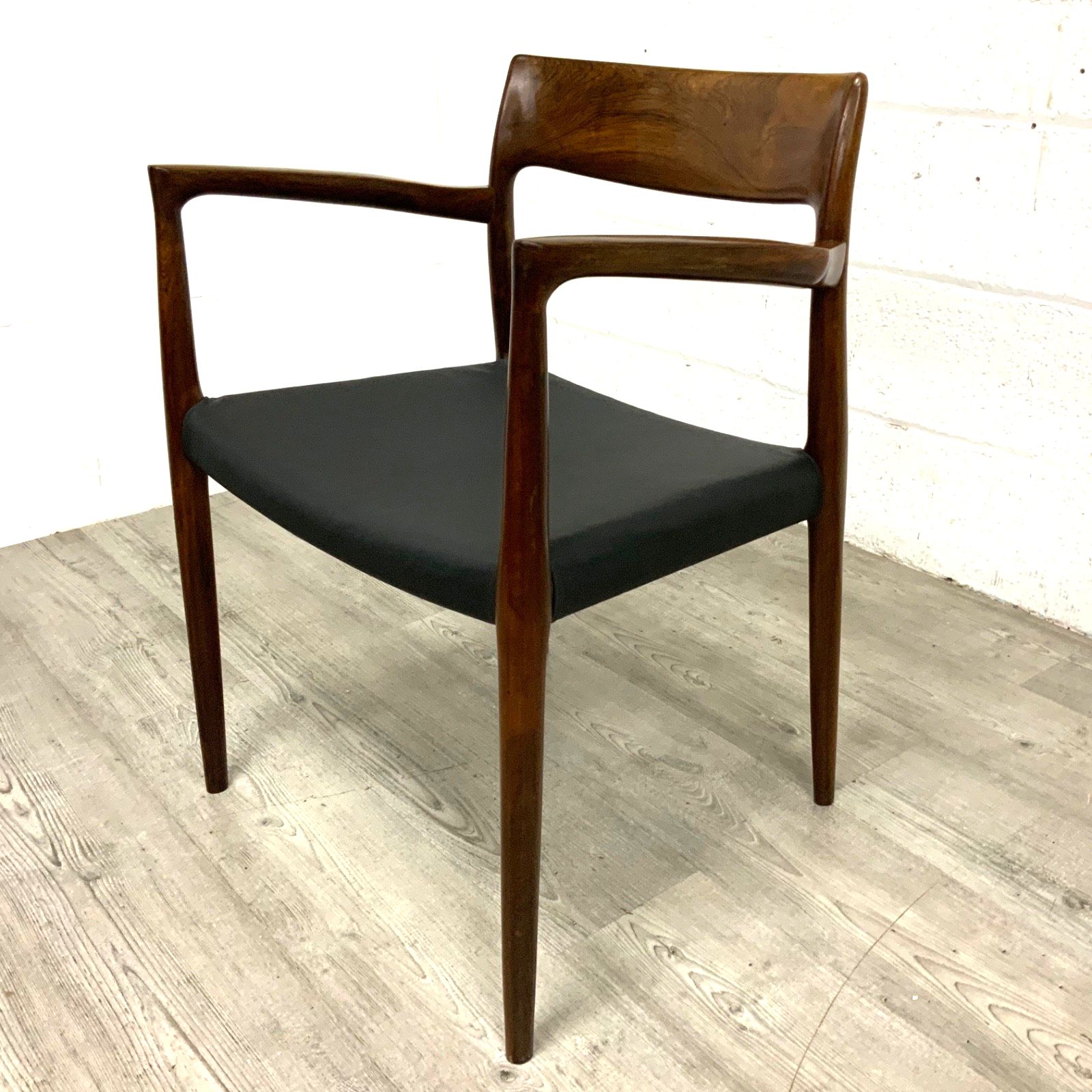 Neil’s Otto Moller Danish Rosewood Model 57 Office Library Chair   Black Leather photo for sale