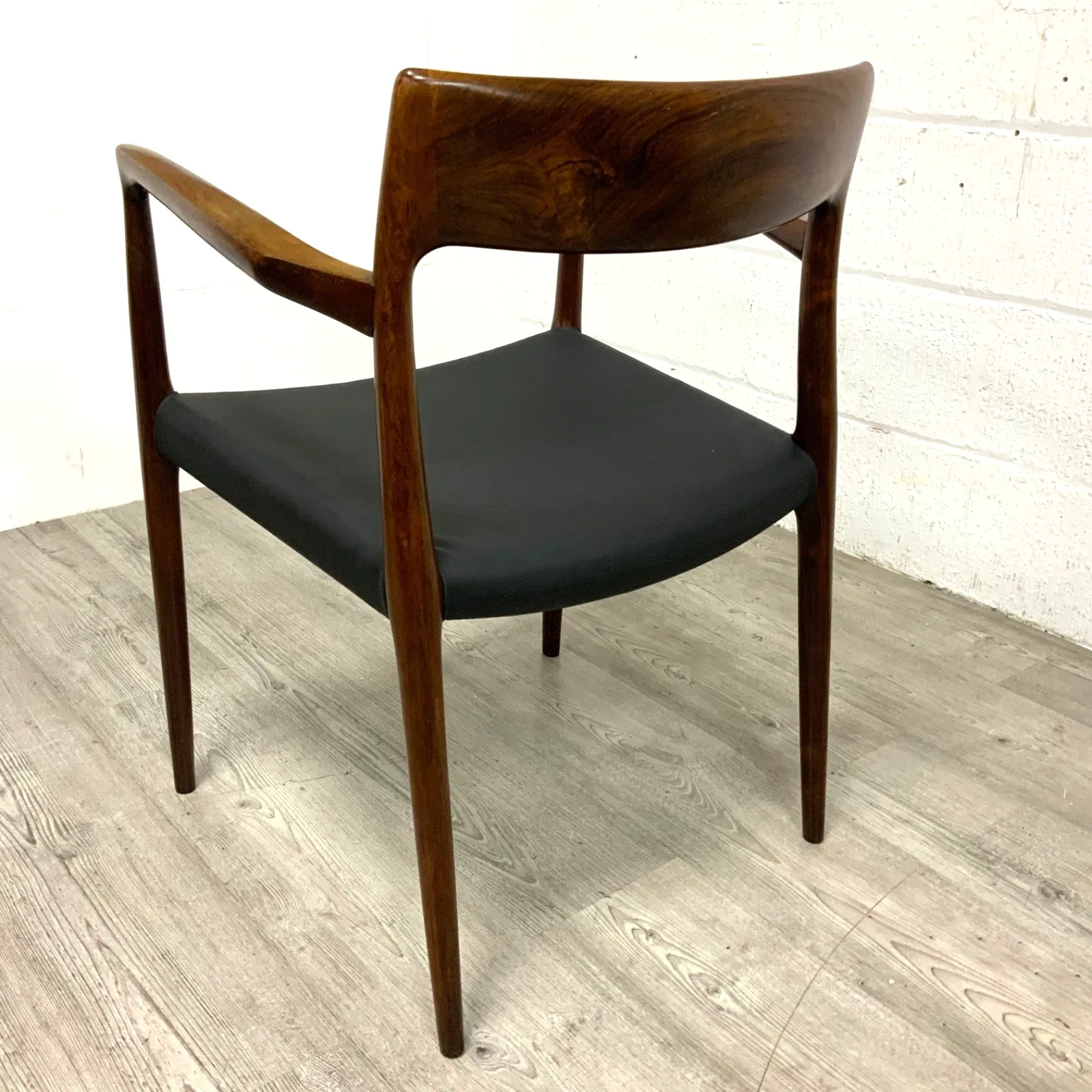 Neil’s Otto Moller Danish Rosewood Model 57 Office Library Chair   Black Leather photo Furniture