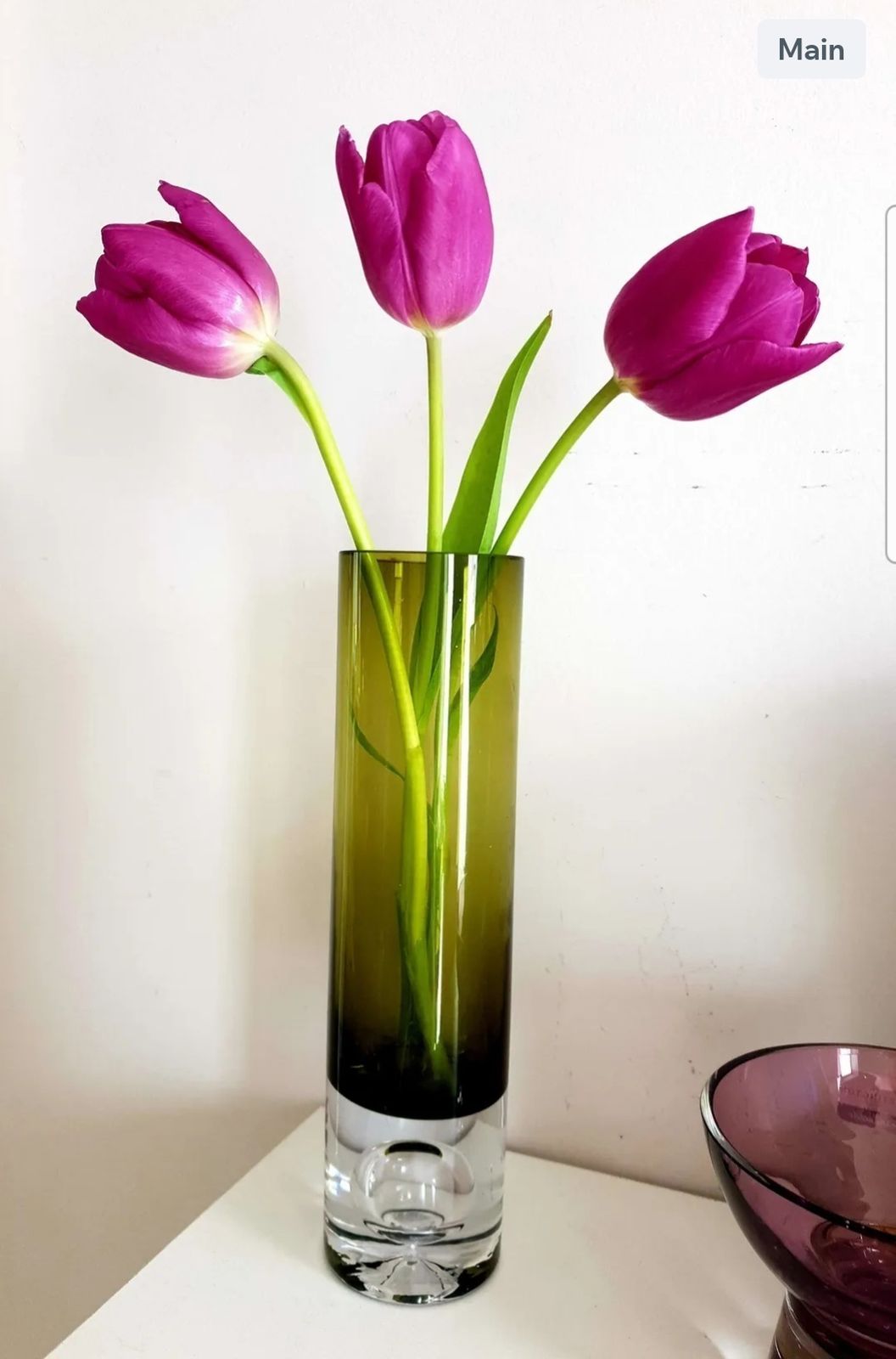 1960's Scandinavian, Amethyst Glass Vase With Bubble Base By Tapio Wirkkala photo buy