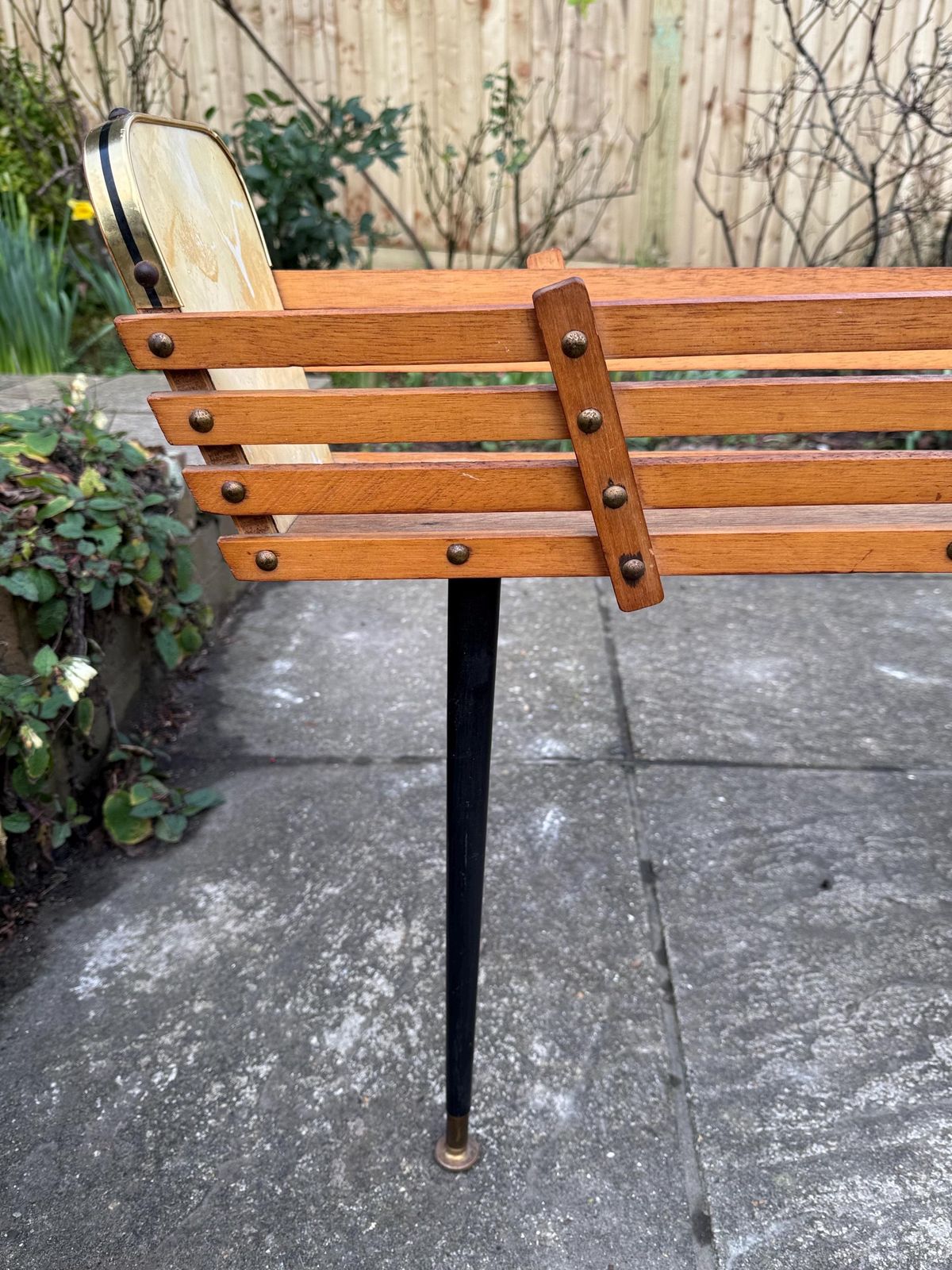 Mid Century / Retro Wooden Plant Stand On Tapered Black Painted Legs, 1960s–1970s photo for sale