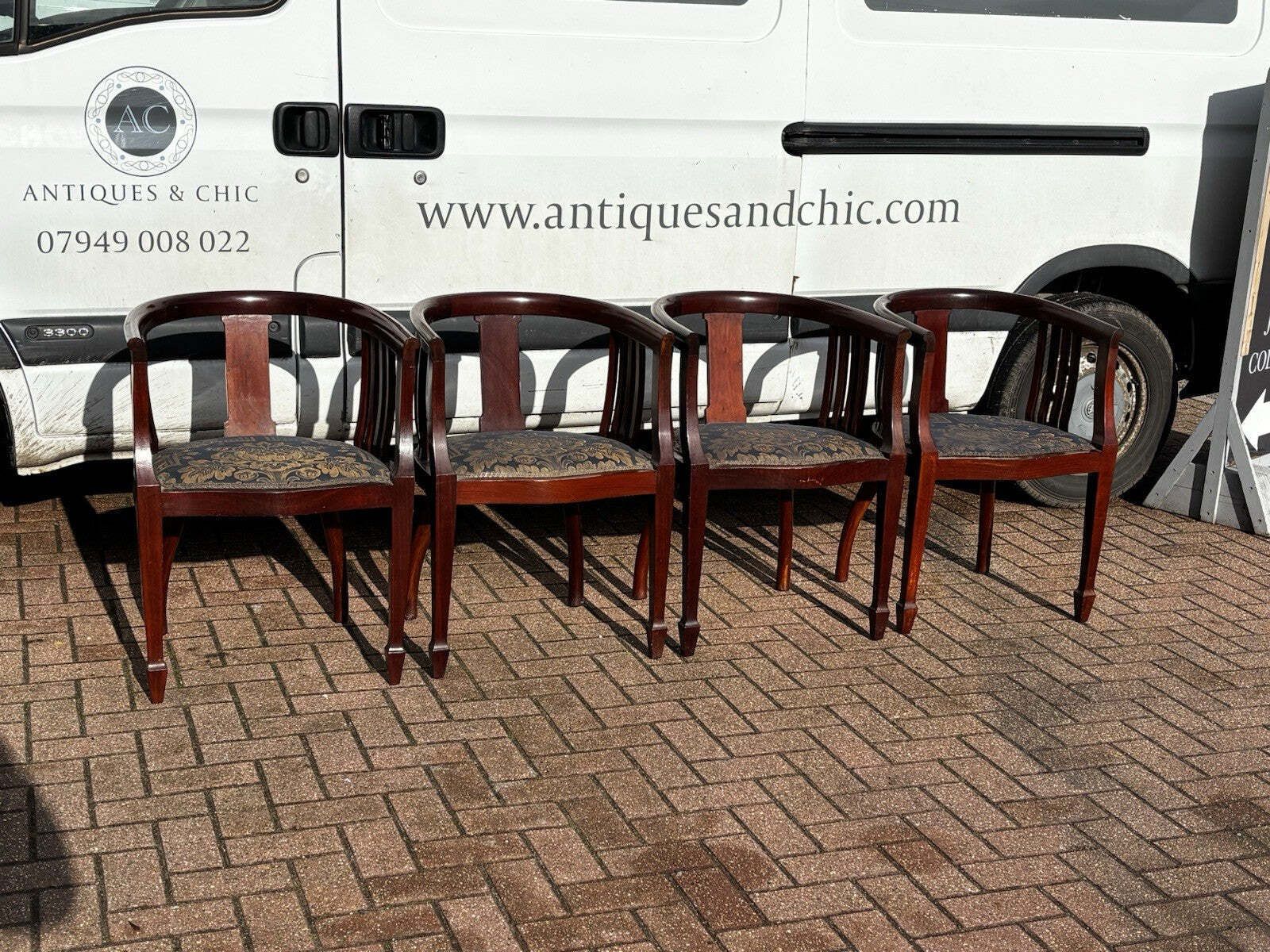 Edwardian Set Of 4 Mahogany Hotel Foyer Chairs. photo Furniture