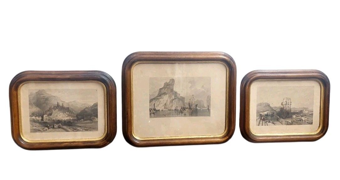 Thomas Abiel Prior 1809 1886 Lot Three Gold Wood Frame Engravings