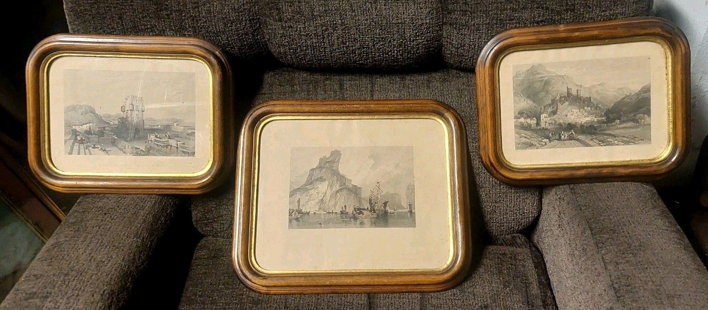 Thomas Abiel Prior 1809 1886 Lot Three Gold Wood Frame Engravings photo furniture
