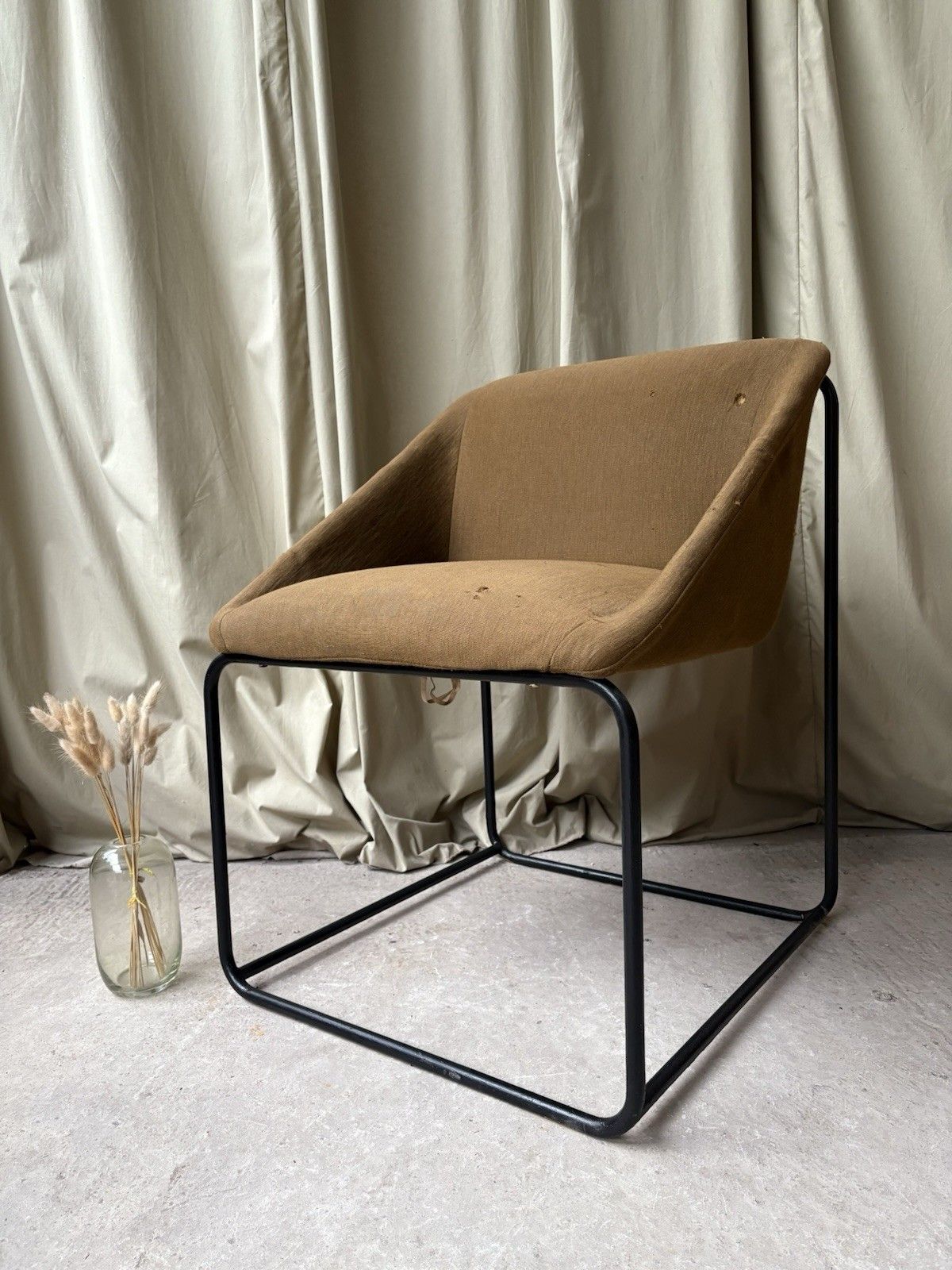 Vtg Mid Century Beaufort 70s Modernist Cubic Lounge Desk Accent Chair R1044