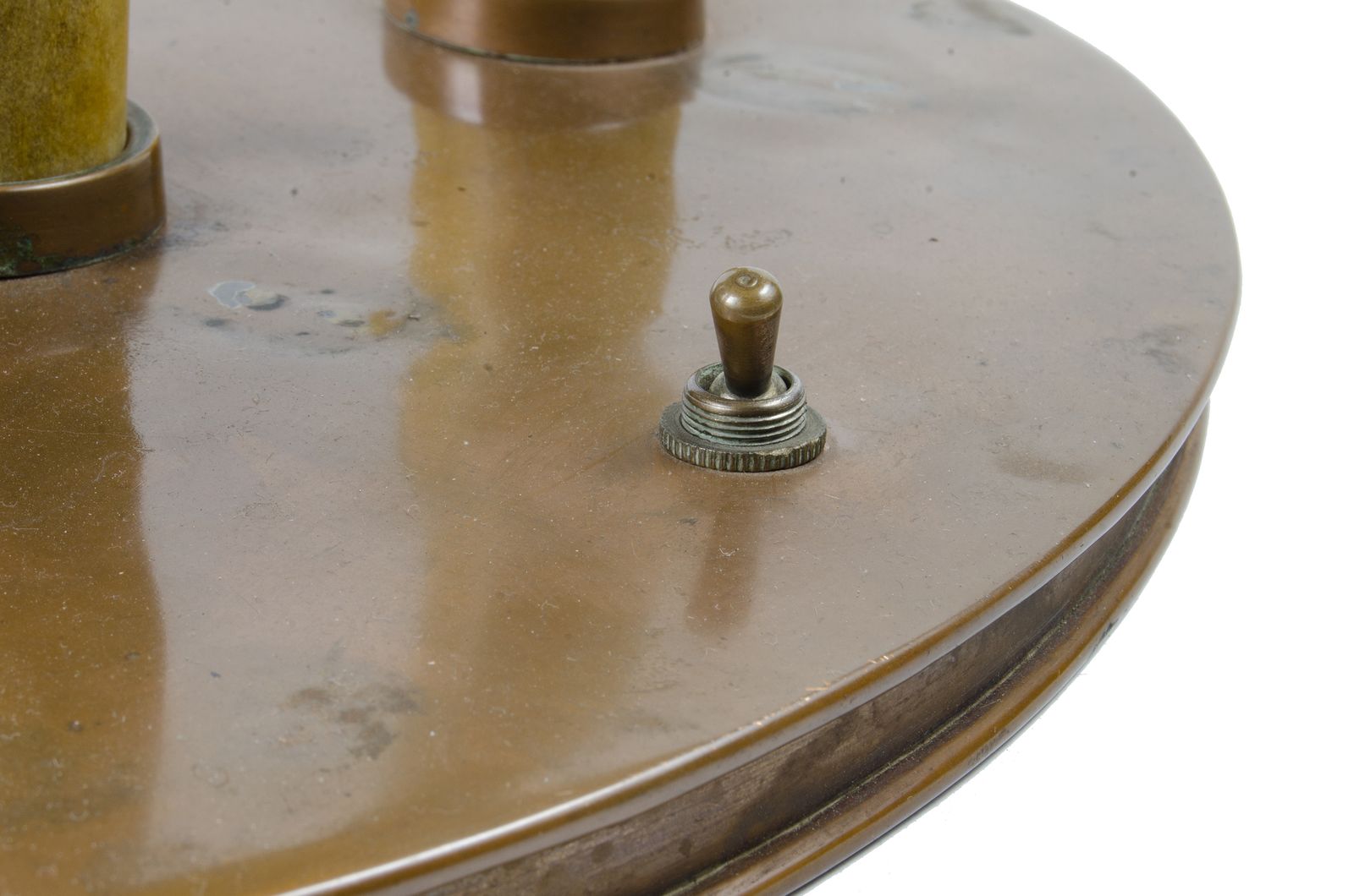 Mid 20th Century Modern Bouillotte Table Lamp With Brass Body And Shade, Italy photo vintage