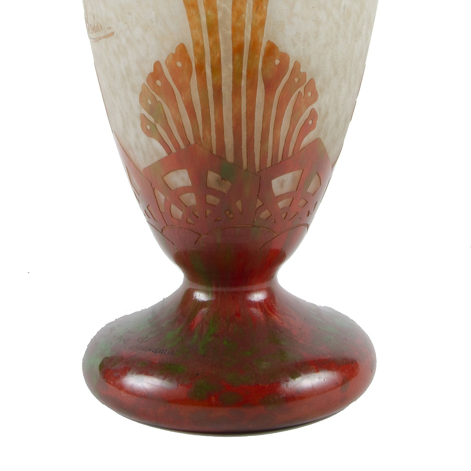 1920s Art Déco French Le Verre Français Frosted Glass Vase With Algae Pattern Decoration Designed By Charder photo buy