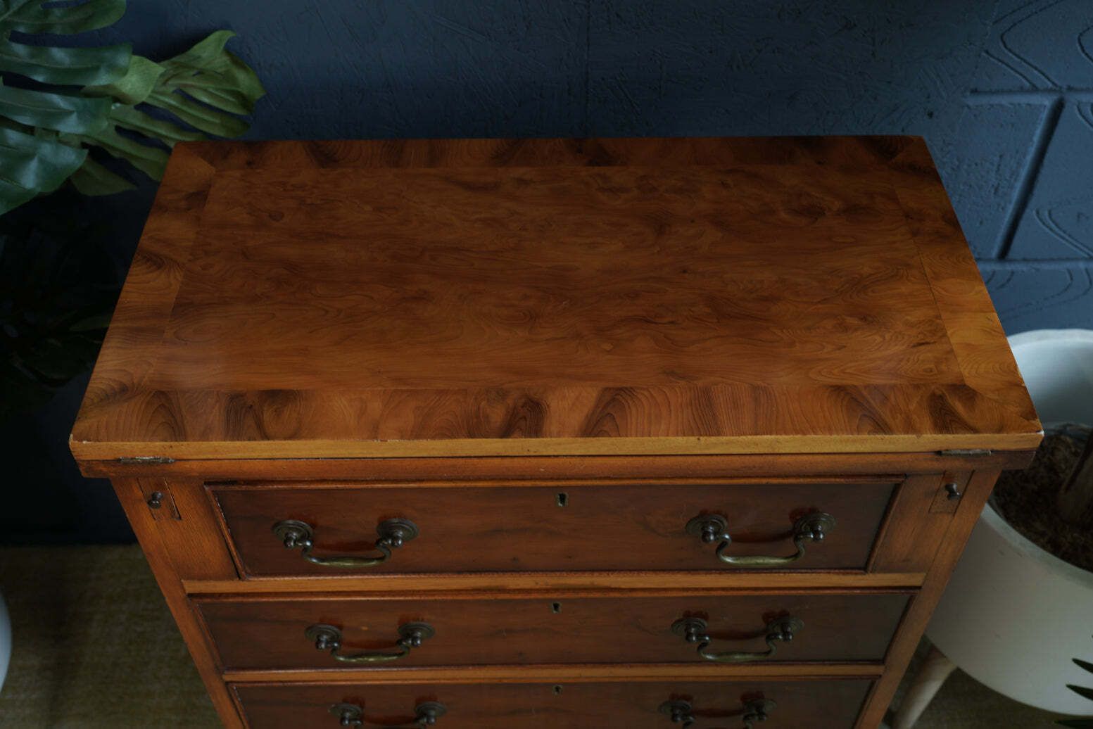Antique Yew Wood Bureau — Georgian Style Elegance photo for sale