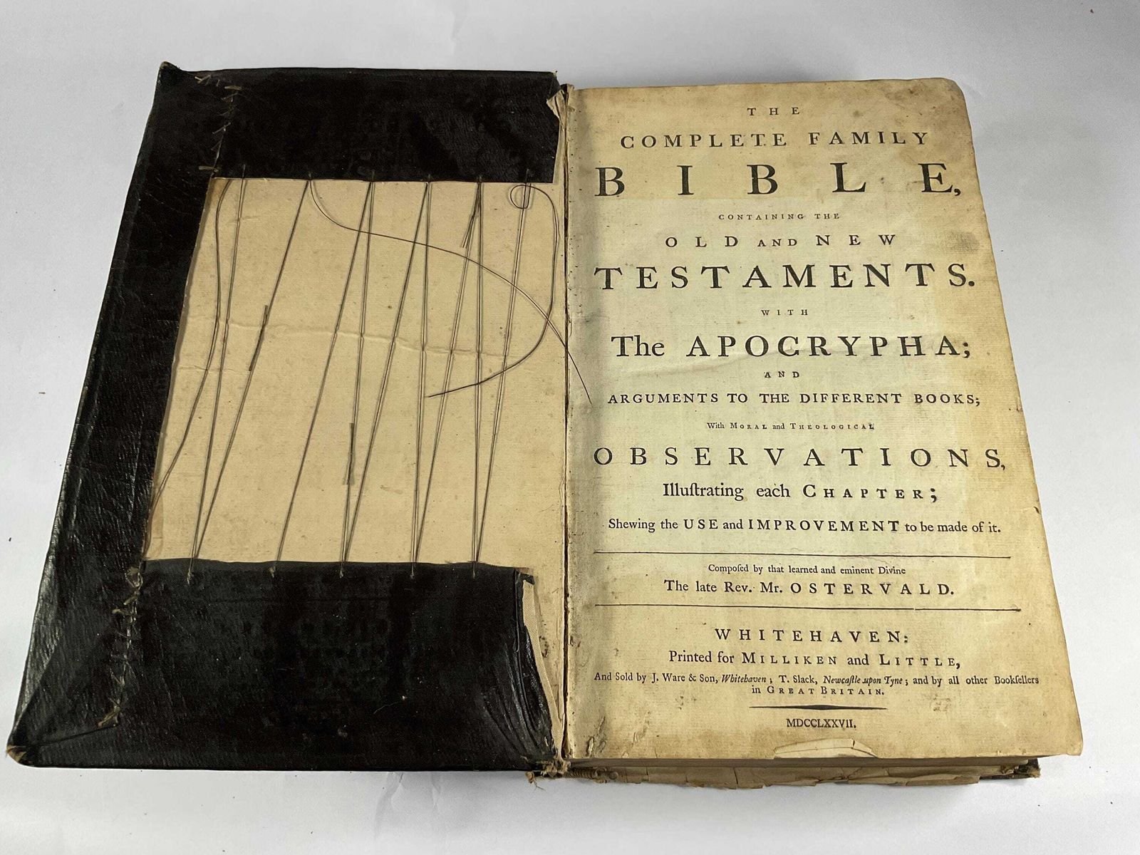 Antique Bible, Milliken & Little 1777 With Apocrypha.