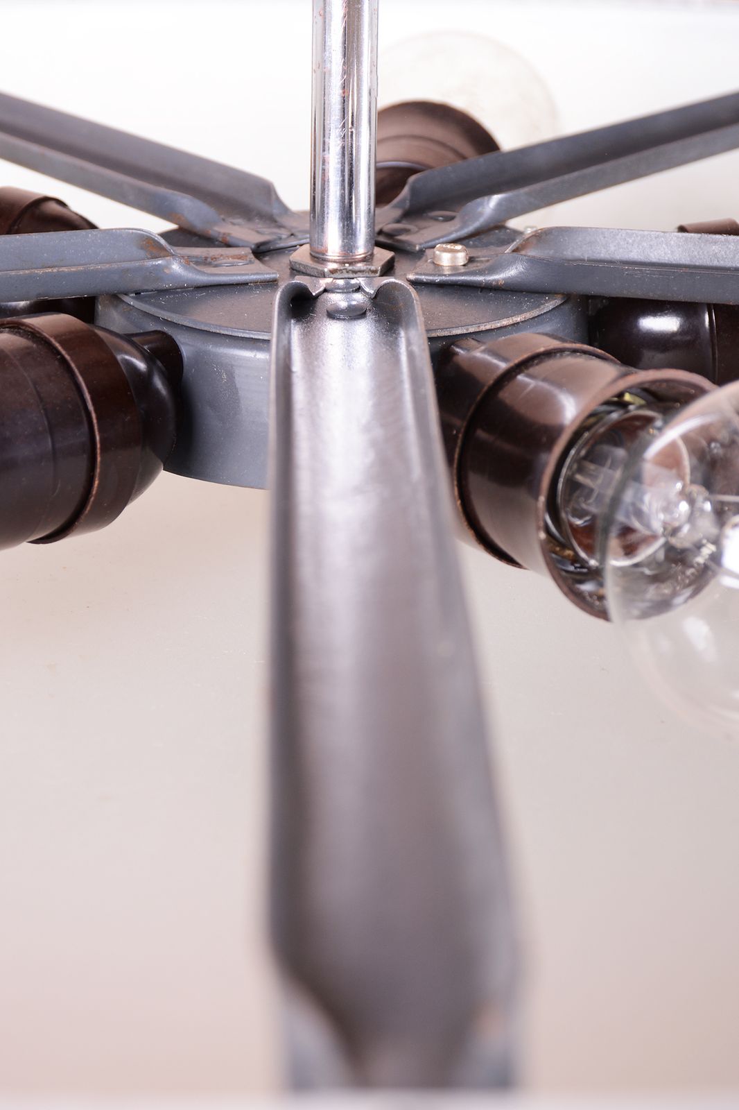 700.0 Restored Bauhaus Pendant, By J. Hurka For Napako, Chrome, Glass, Czech, 1920s photo