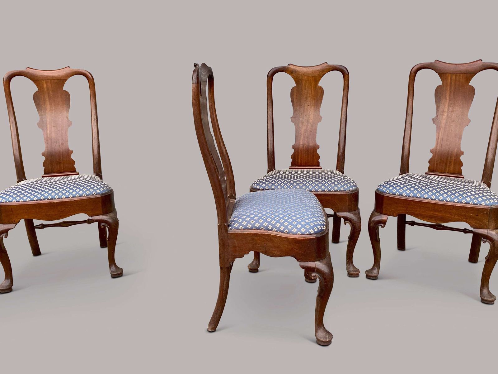 Handsome George II Red Walnut Set Of 6 Side / Dining Chairs photo 5280.0