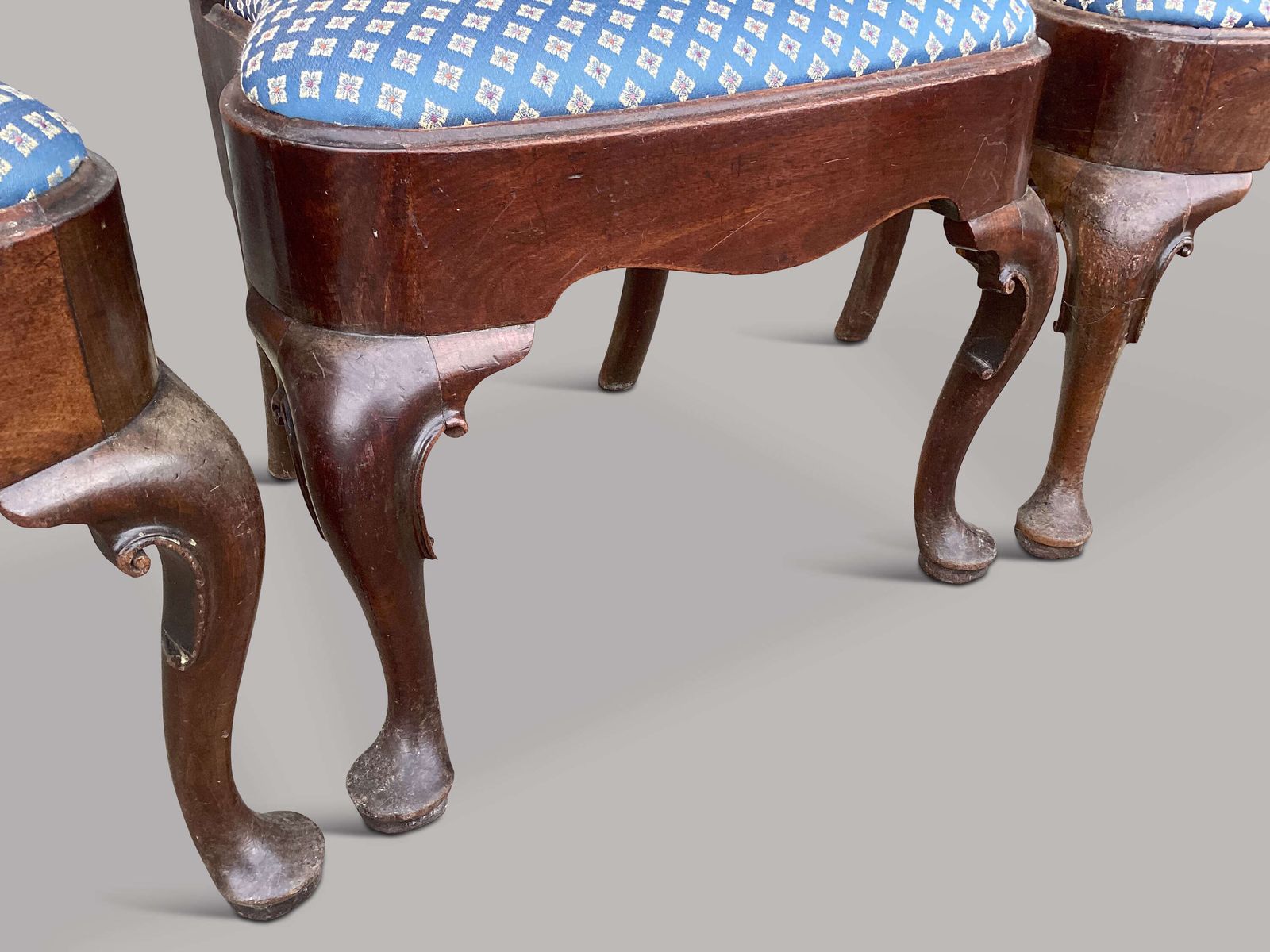 Handsome George II Red Walnut Set Of 6 Side / Dining Chairs photo buy
